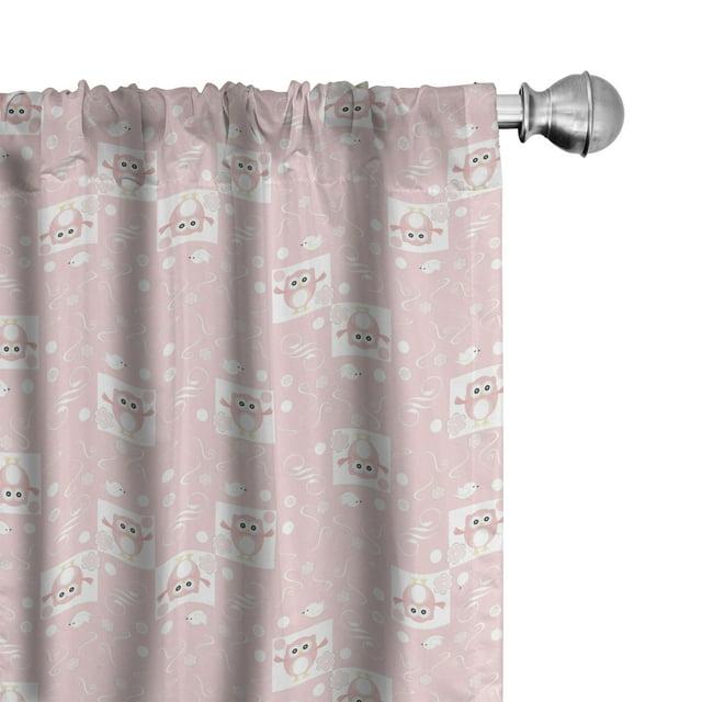 Owls Semi-Sheer Rod Pocket Curtain Panels (Set of 2)