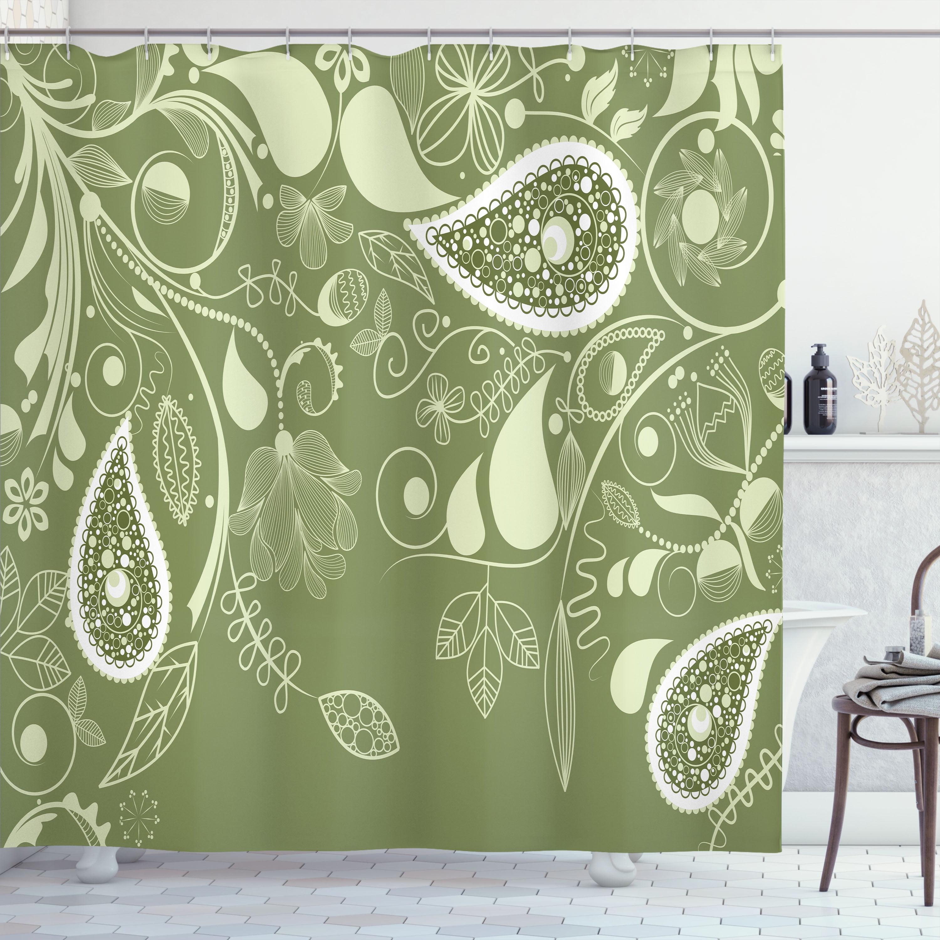 Paisley Shower Curtain with Hooks Included