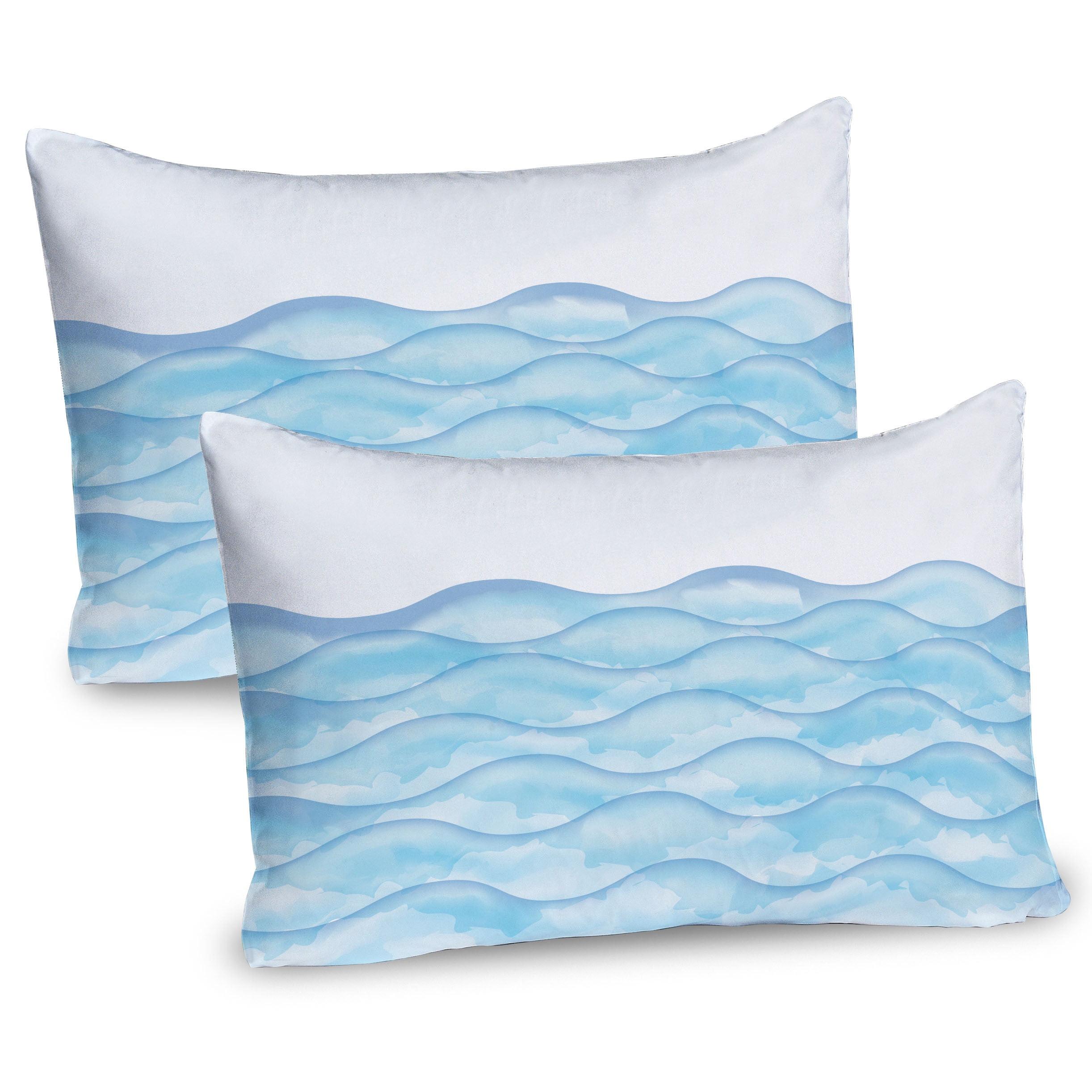 Pale Blue and White Ocean Waves Microfiber Pillow Shams, 2 Pack