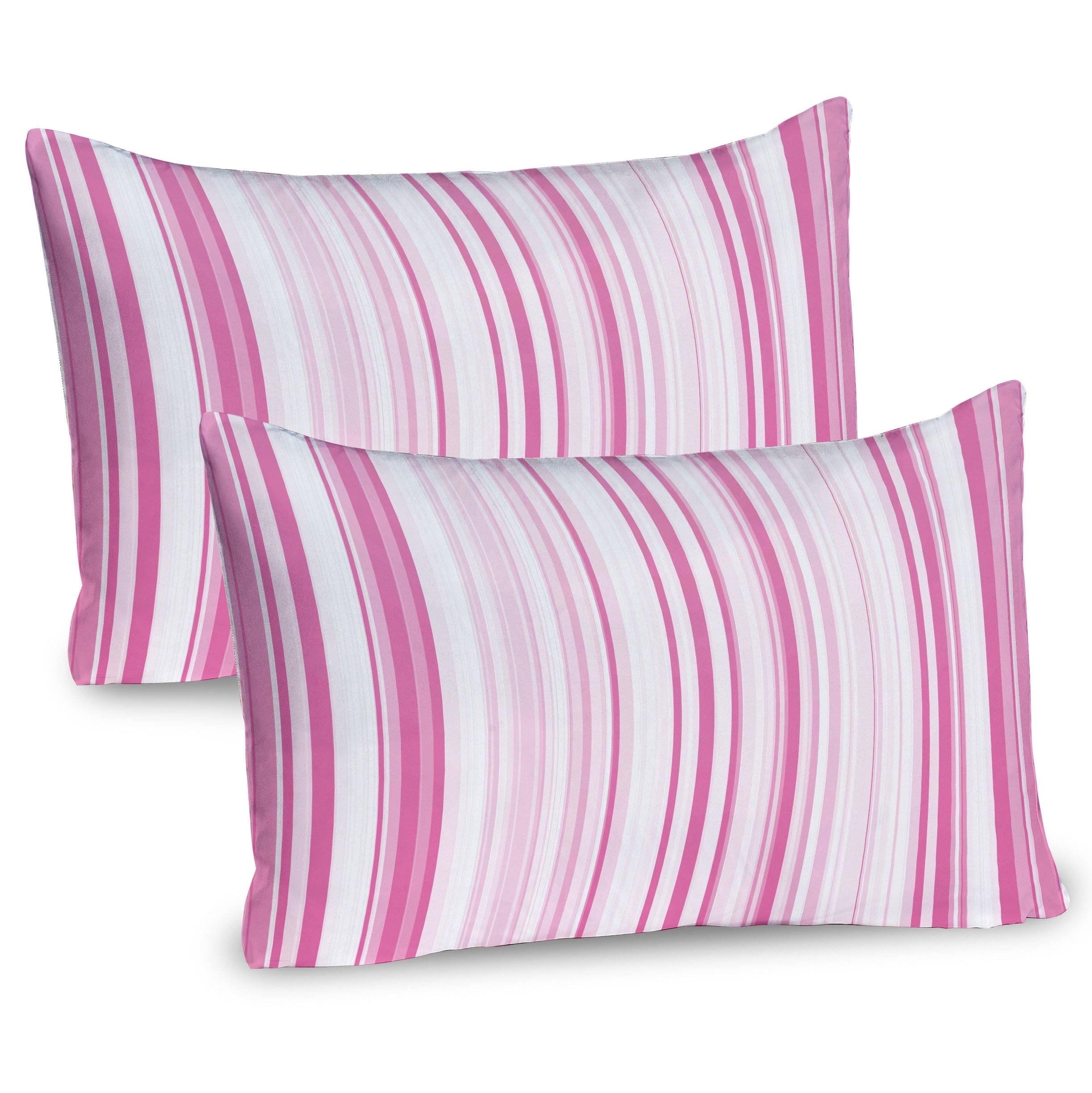 Ambesonne Pale Pink Pillow Sham 2 Pack Vertically Striped White Pale Pink