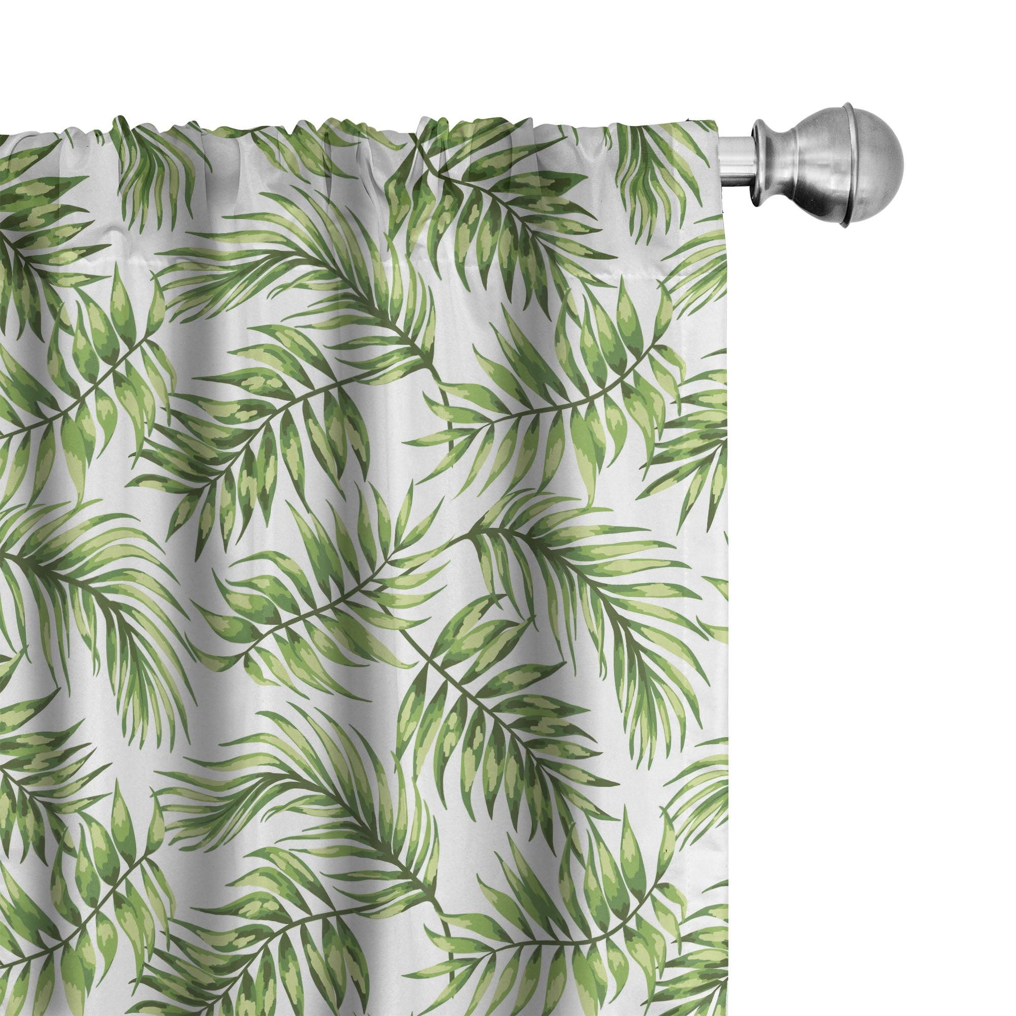 Palm Leaf Semi-Sheer Rod Pocket Curtain Panels (Set of 2)