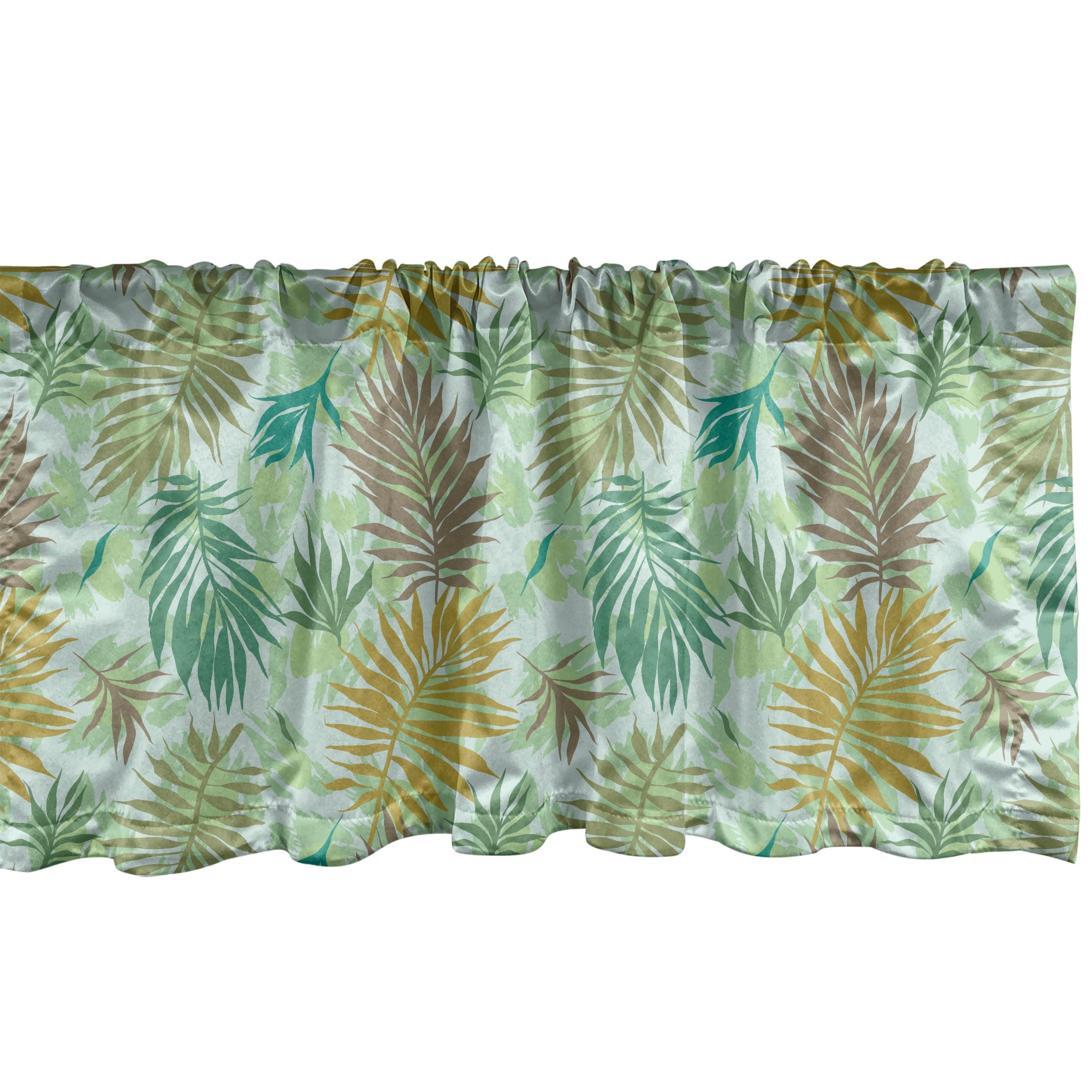 Ambesonne Palm Leaf Valance Pack of 2 Tropical Jungle Motifs Dark Green Multicolor