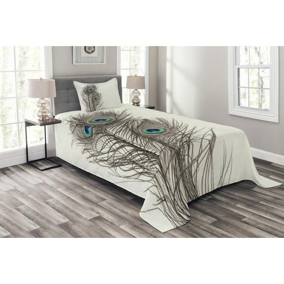Ambesonne Ambesonne Peacock Bedspread Feathers of Exotic Bird