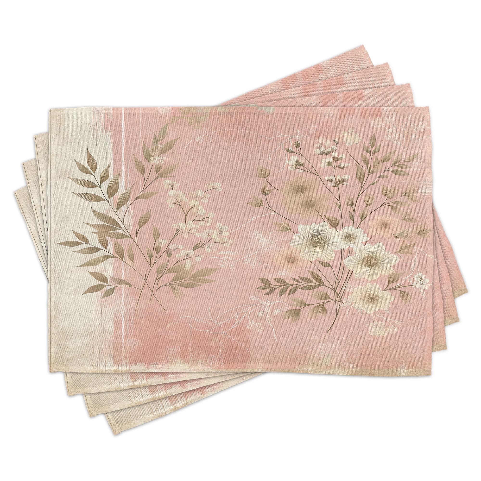 Polyester Blush Dark Mustard Rectangle Placemat (Set of 4)