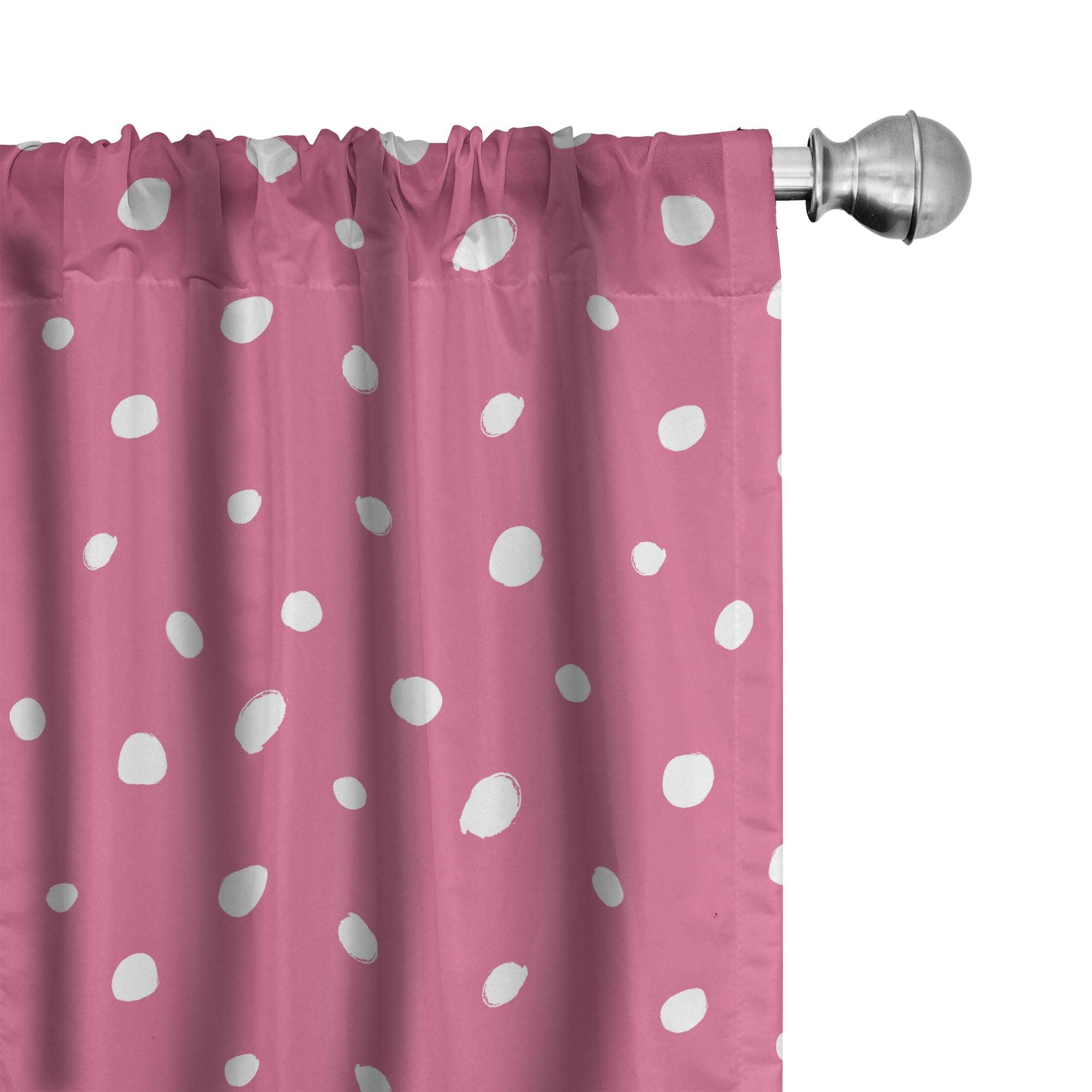 Pink and White Polka Dot Rod Pocket Curtain Panels