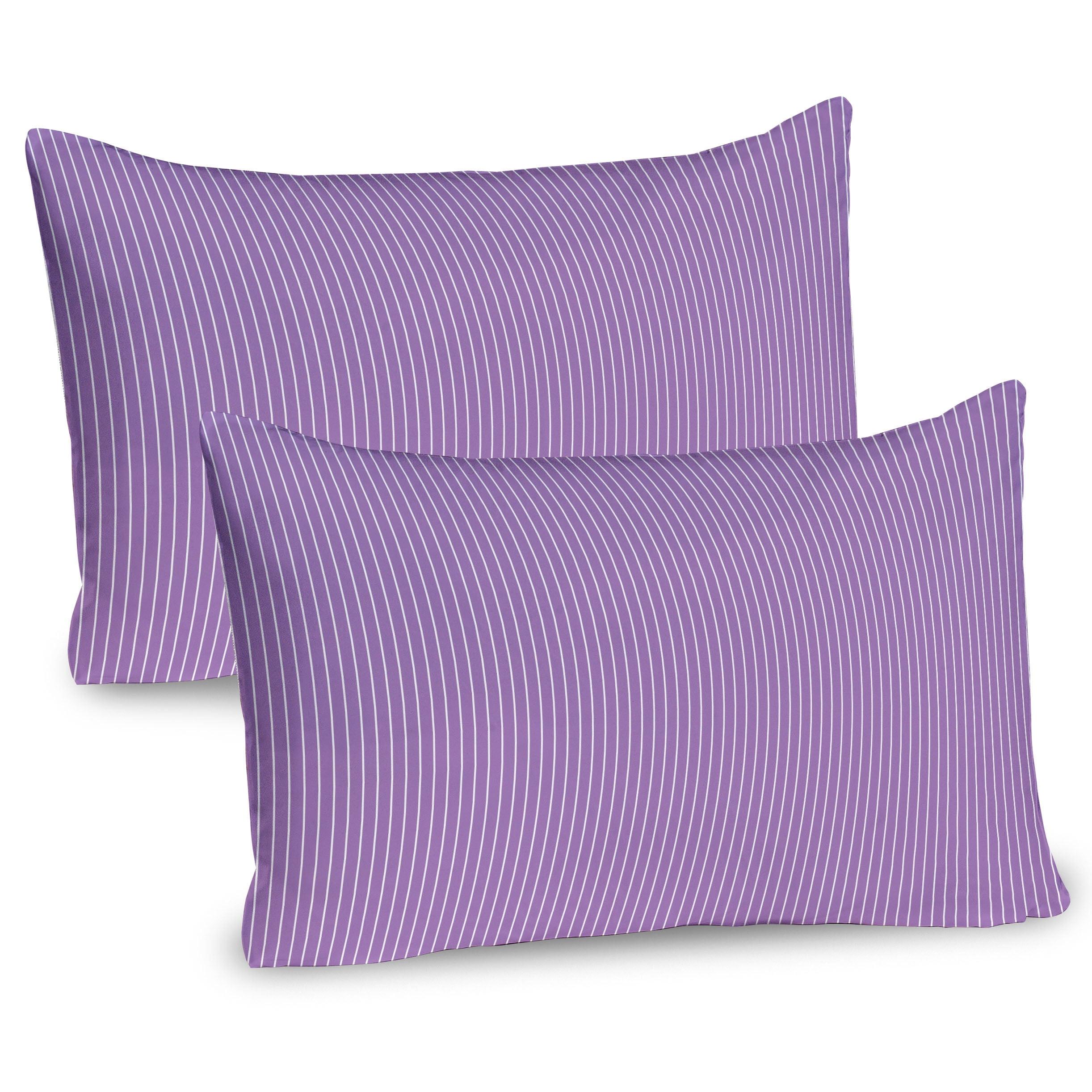 Ambesonne Pinstripe Pillow Sham 2 Pack Soft Pastel Stripes Lavender and White