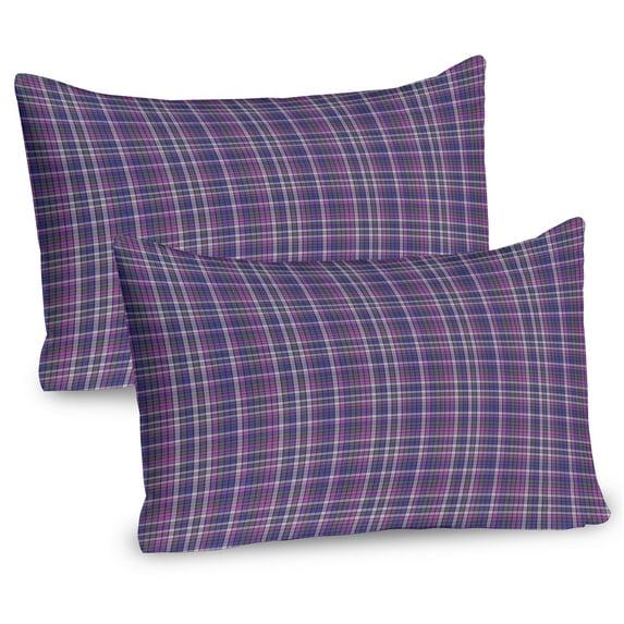 Ambesonne Ambesonne Plaid Pillow Sham 2 Pack Monotone Checkered Inspired 26"x20" Violet Blue Pale Fuchsia