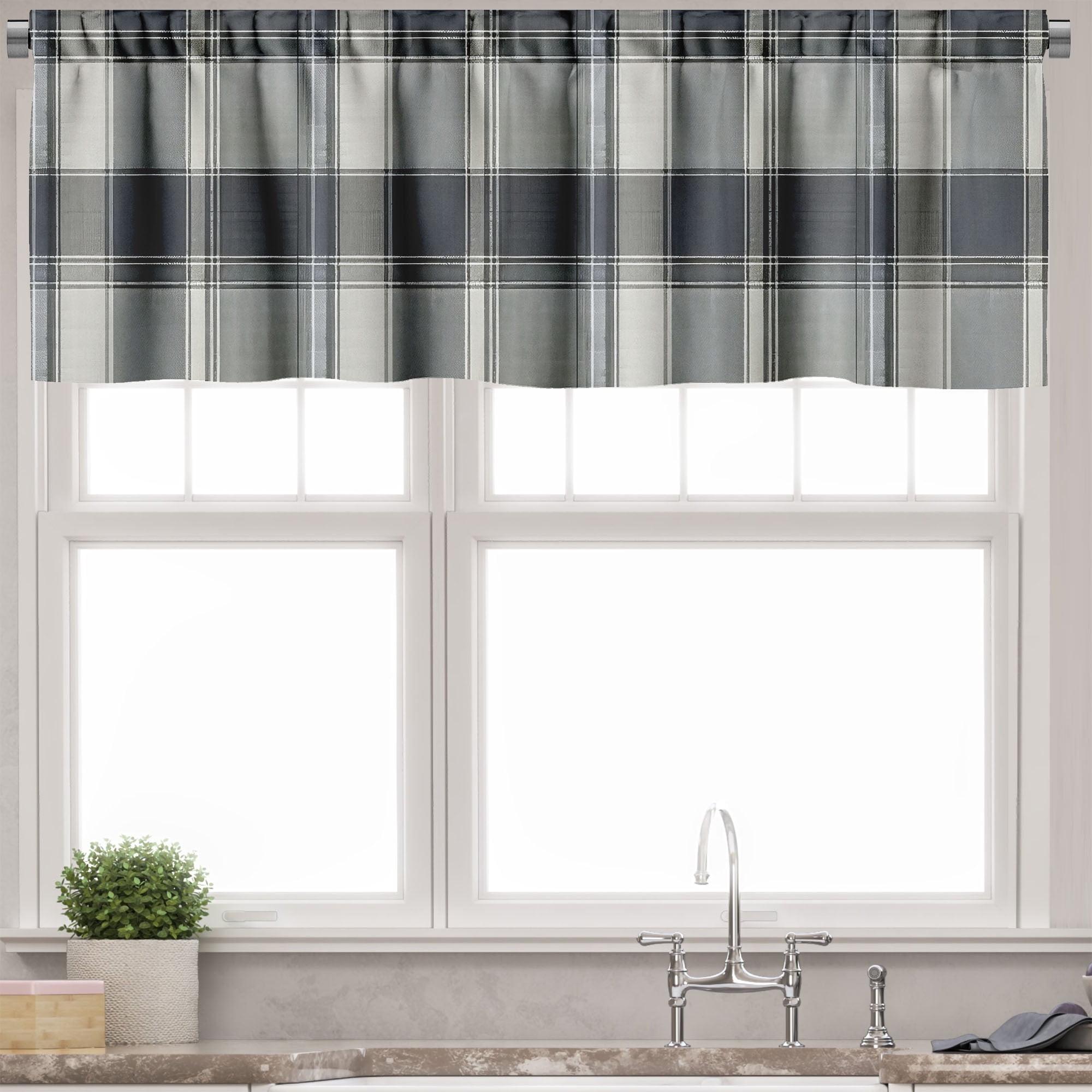 Plaid Light Filtering Satin Polyester Rod Pocket Valance