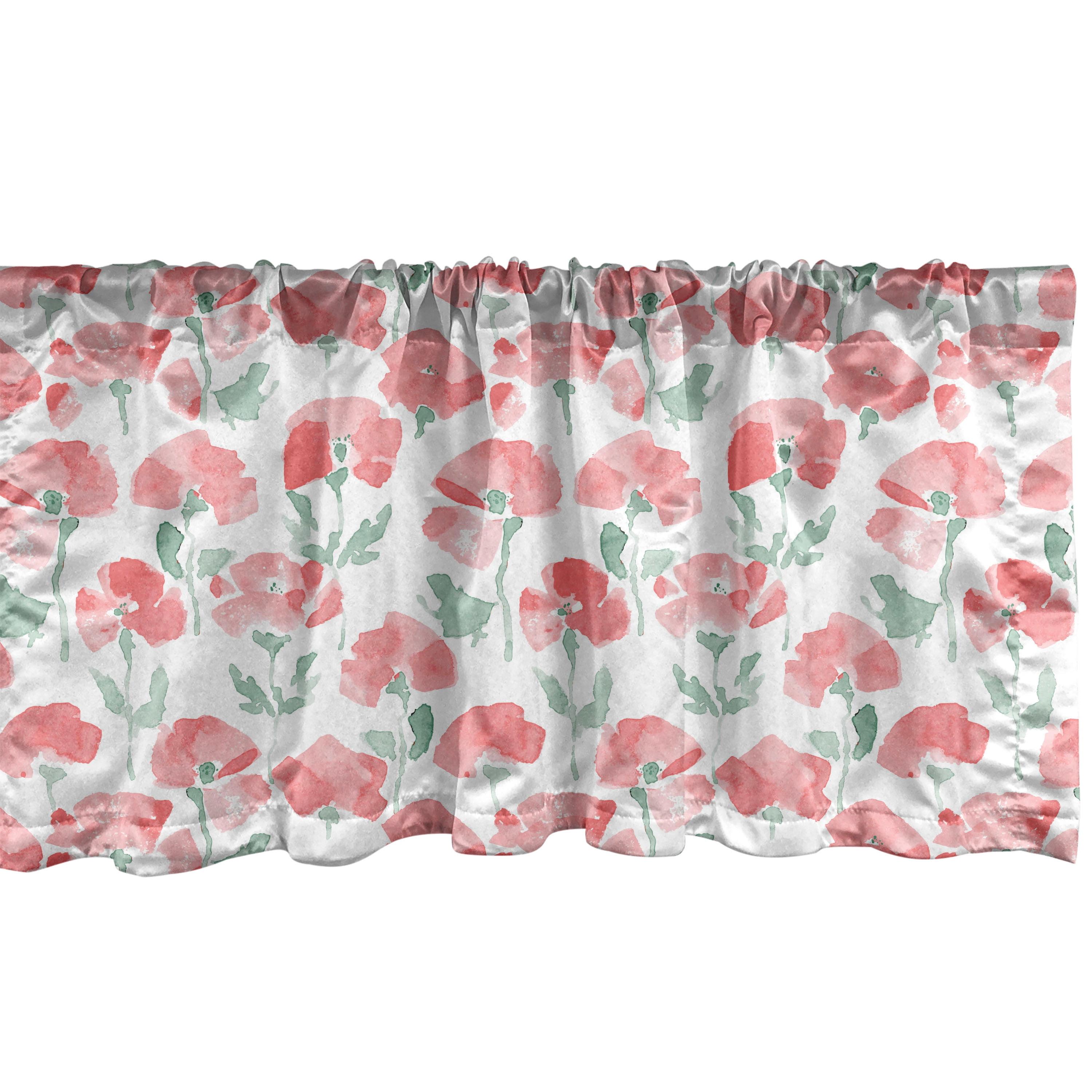 Ambesonne Floral Sateen Ruffled 54'' W Window Valance in
