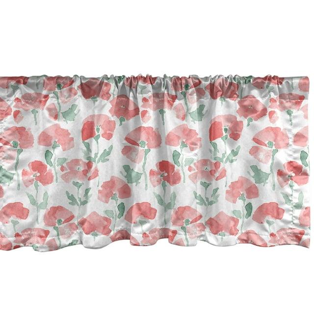 Ambesonne Floral Sateen Ruffled 54'' W Window Valance in