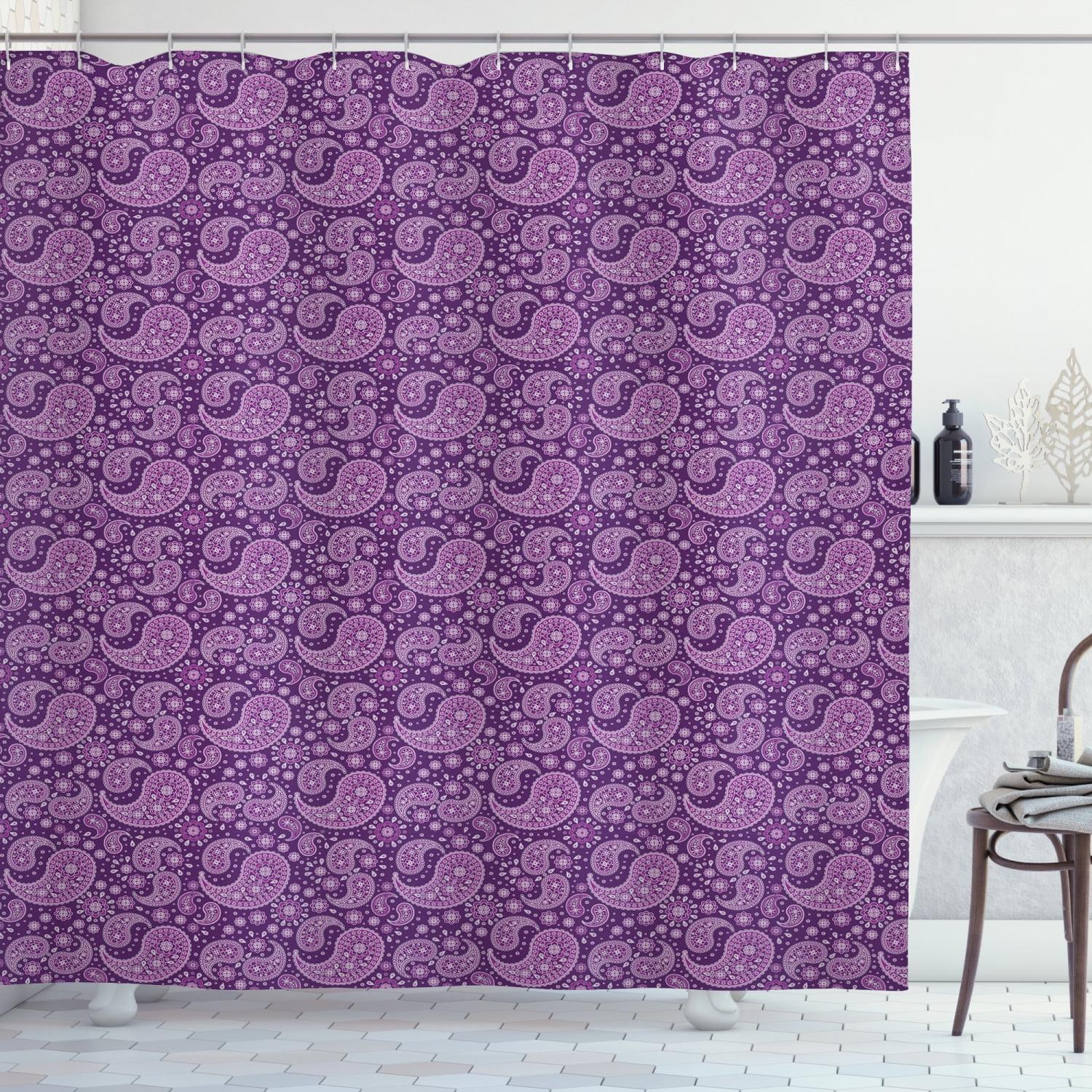 Ambesonne Purple Paisley Shower Curtain Floral Motif Damask