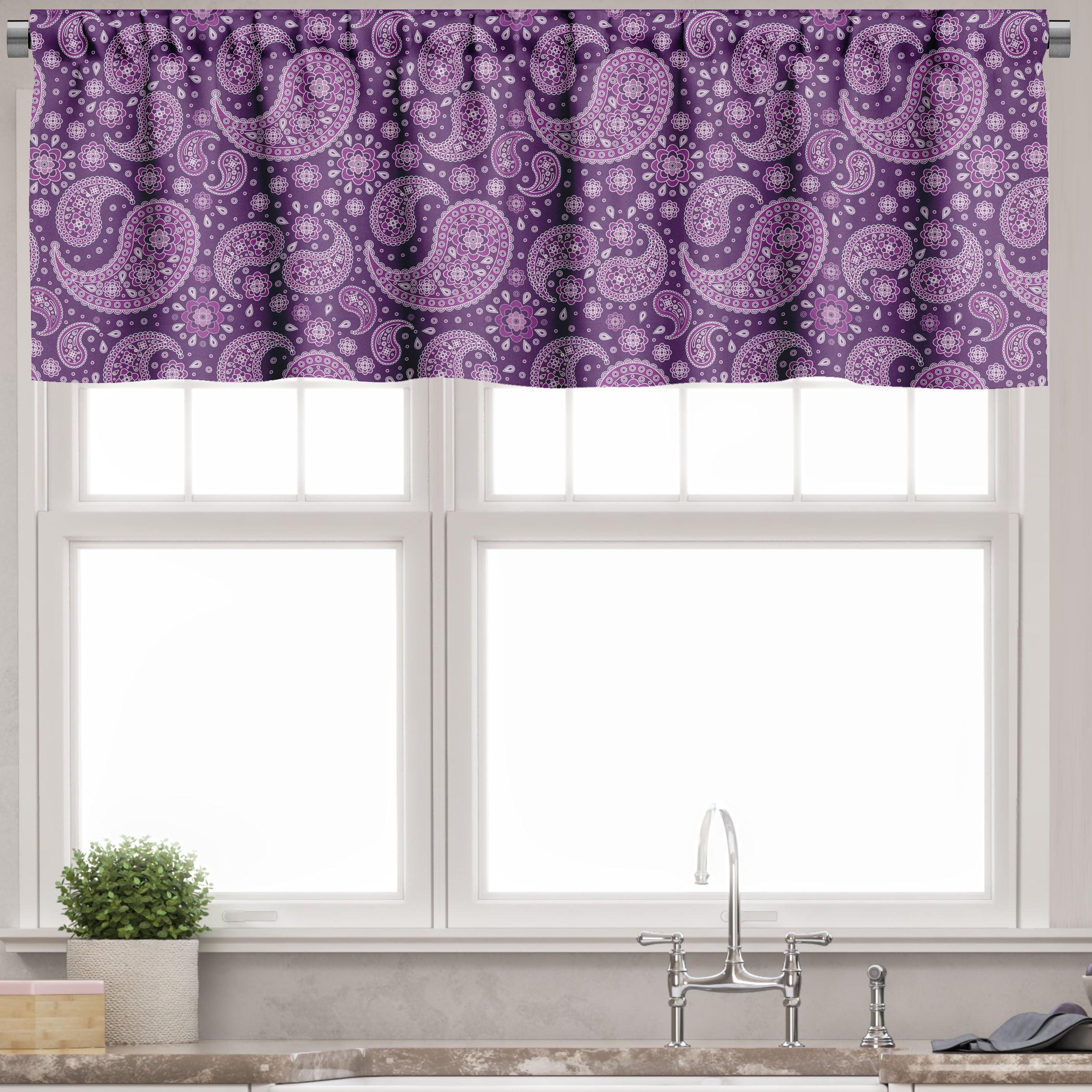 Purple Fuchsia Paisley Satin Rod Pocket Valance 54" x 12"