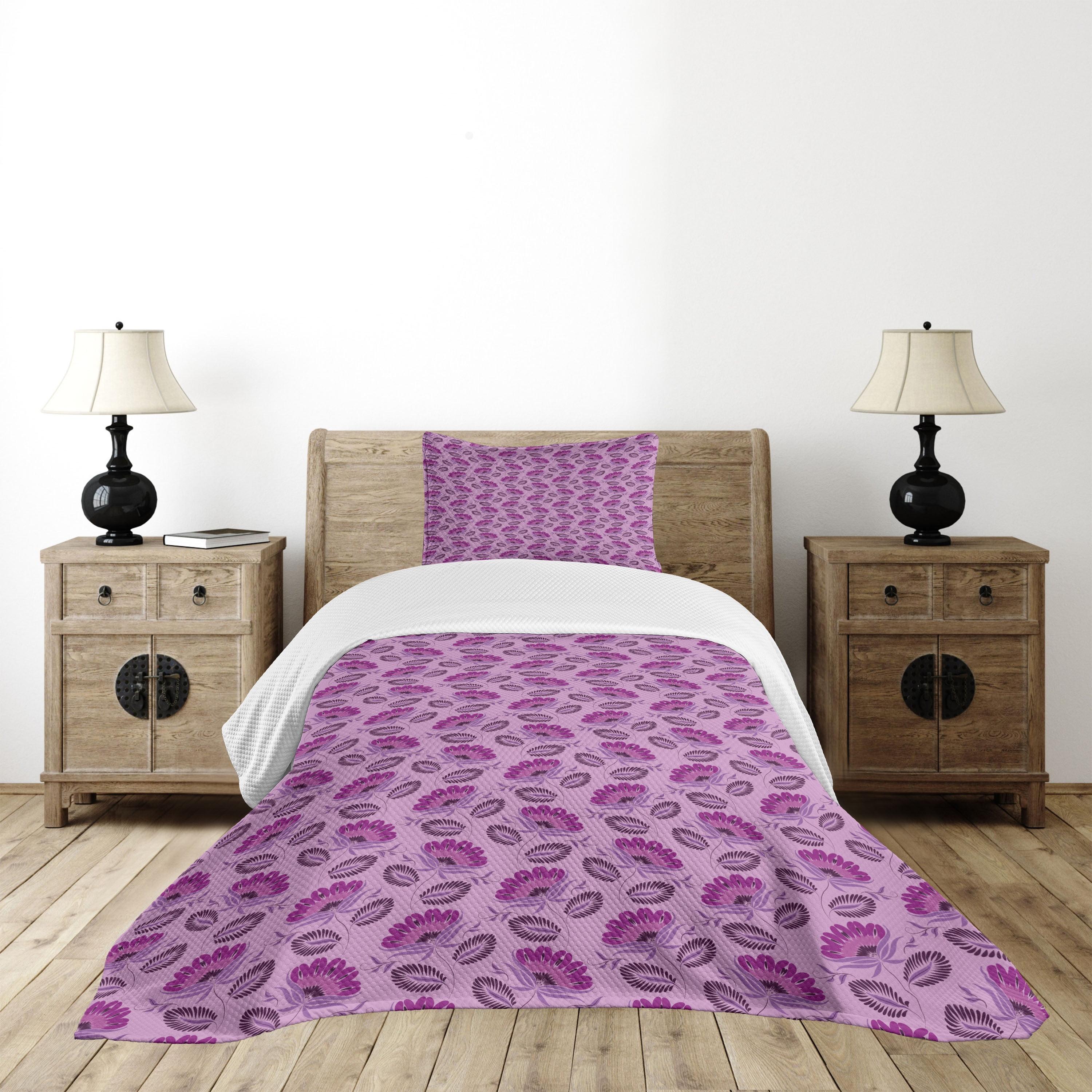 Twin Purple Quilted Bedspread Set with Pillow Sham