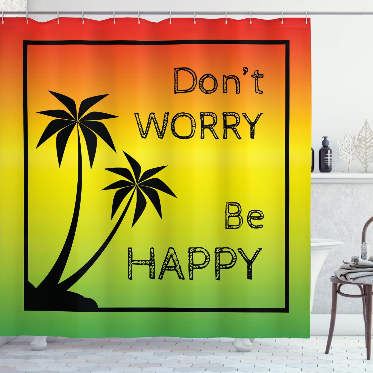 Don't Worry Be Happy Ombre Fabric Shower Curtain