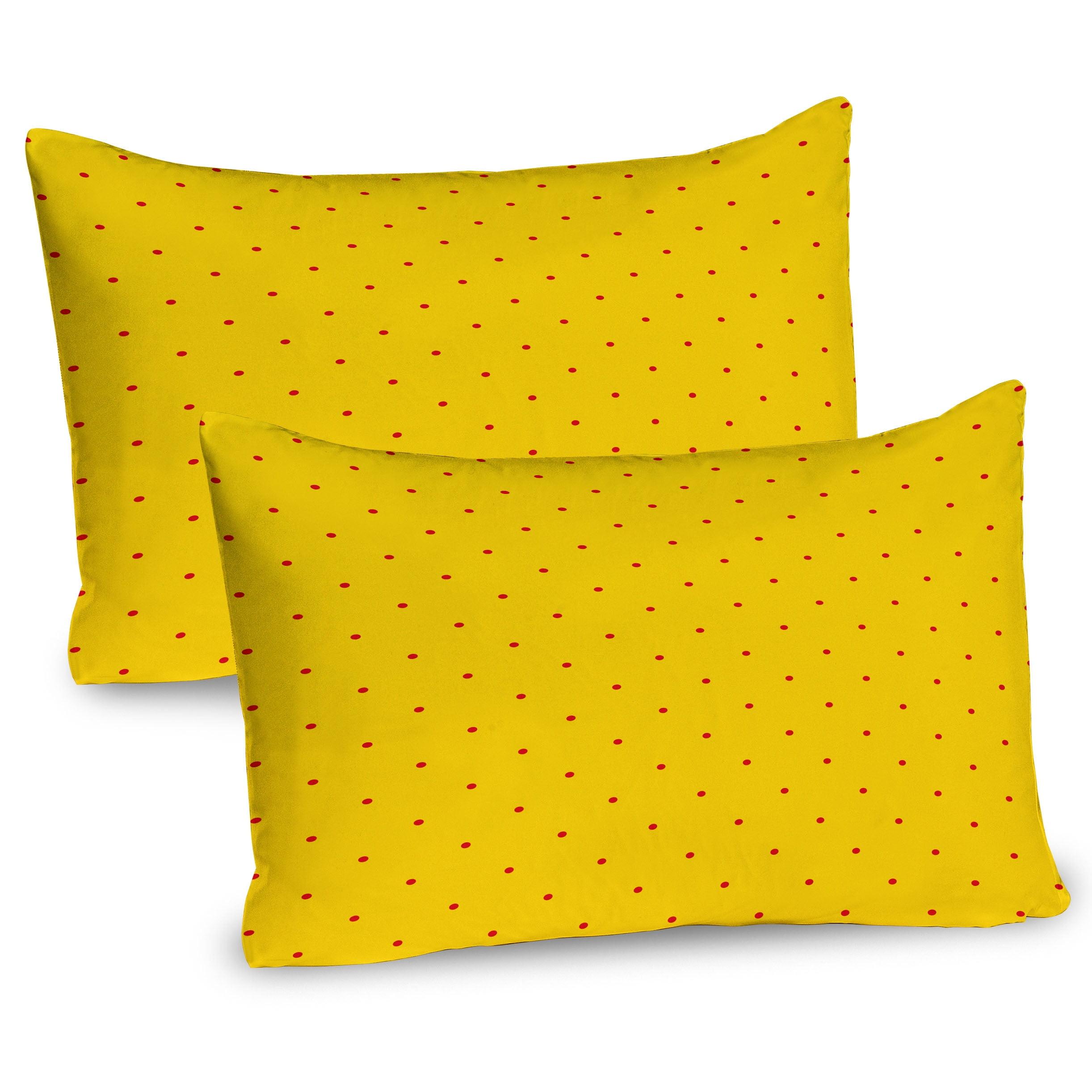 Ambesonne Retro Pillow Sham 2 Pack Vibrant Polka Dotted Design Earth Yellow Vermilion