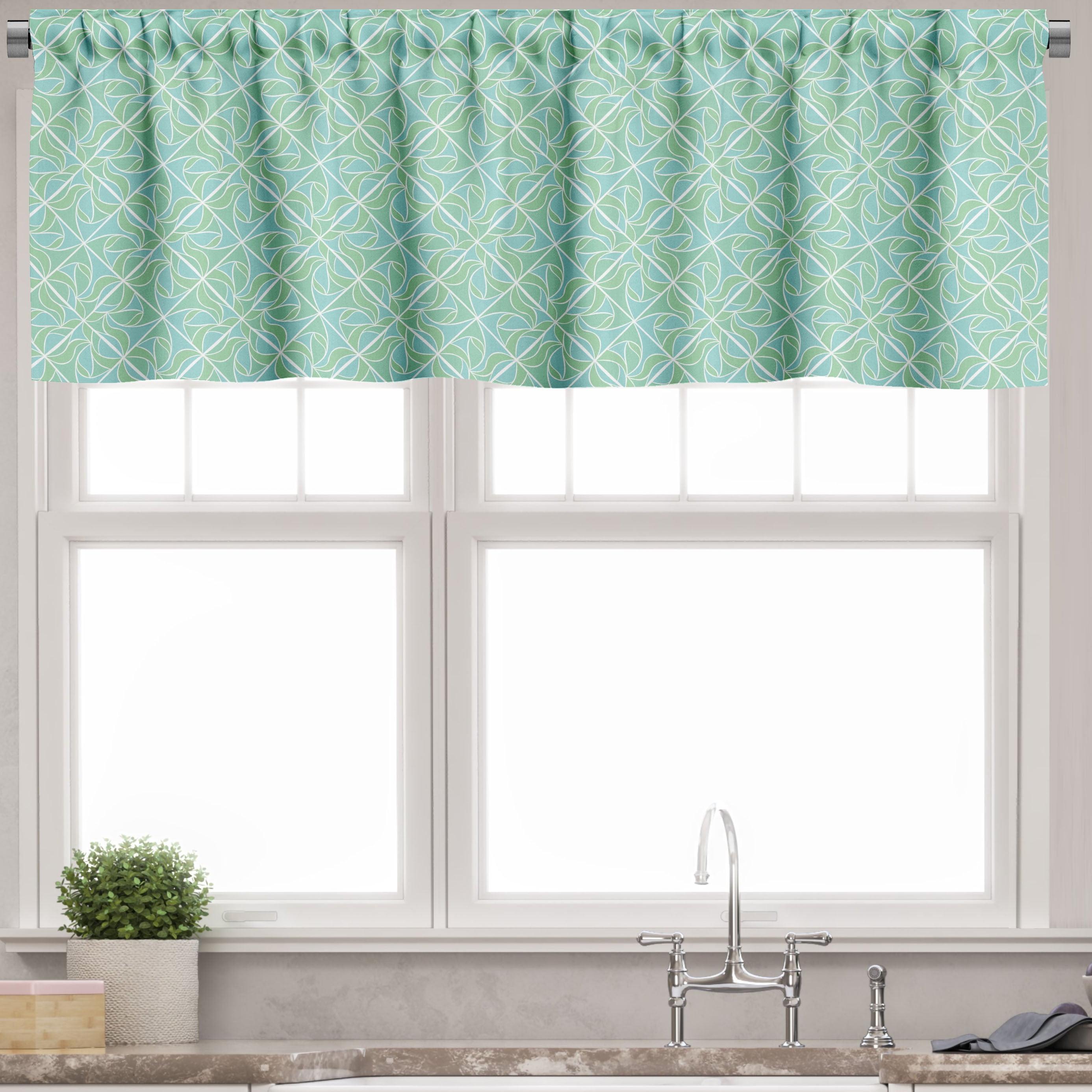 Green Seafoam Rhombus Print Satin Valance Set