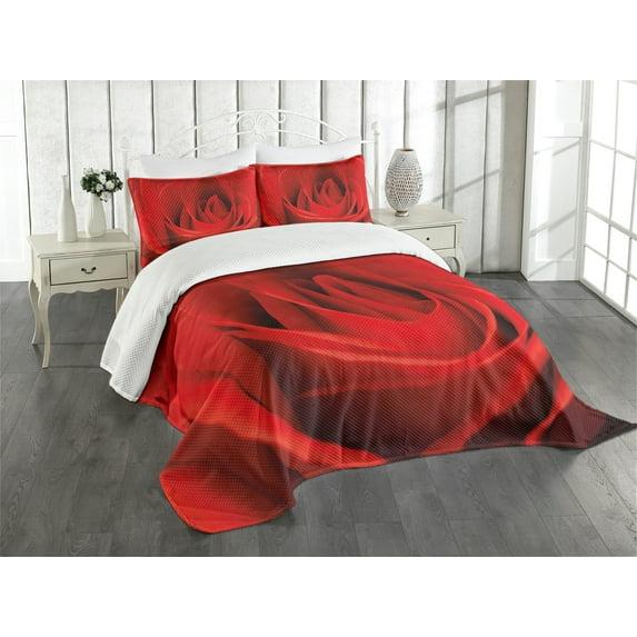 Ambesonne Ambesonne Rose Bedspread Natural Beauty Red Blossom Vermilion