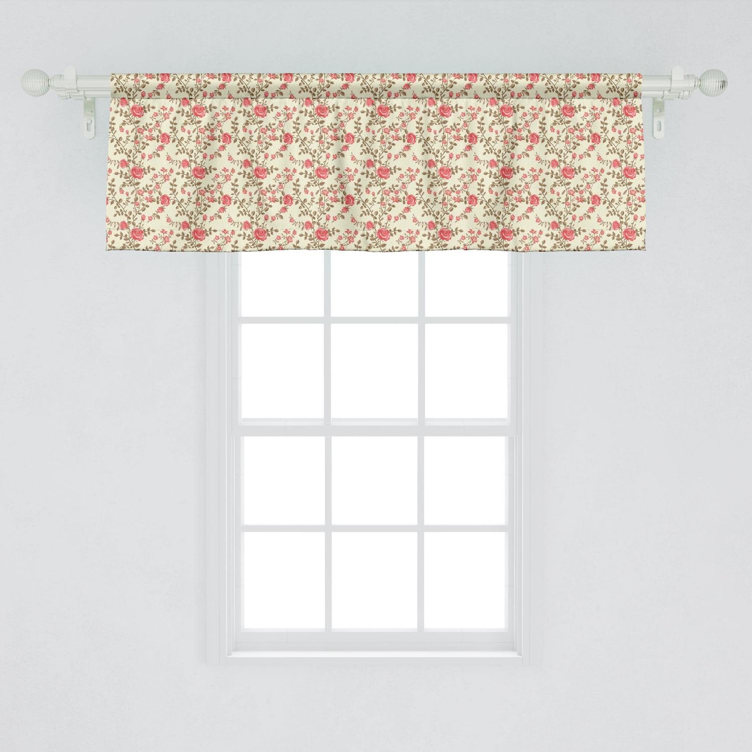 Ambesonne Floral Sateen Ruffled 54'' W Window Valance in