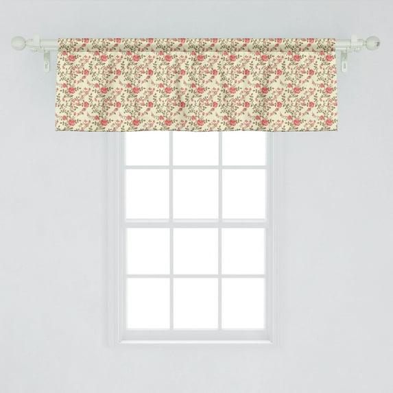 Ambesonne Floral Sateen Ruffled 54'' W Window Valance in