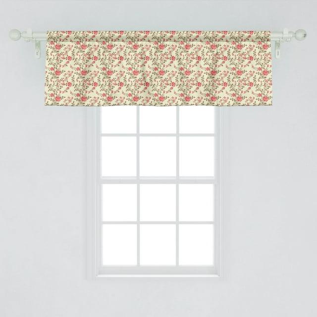 Ambesonne Floral Sateen Ruffled 54'' W Window Valance in