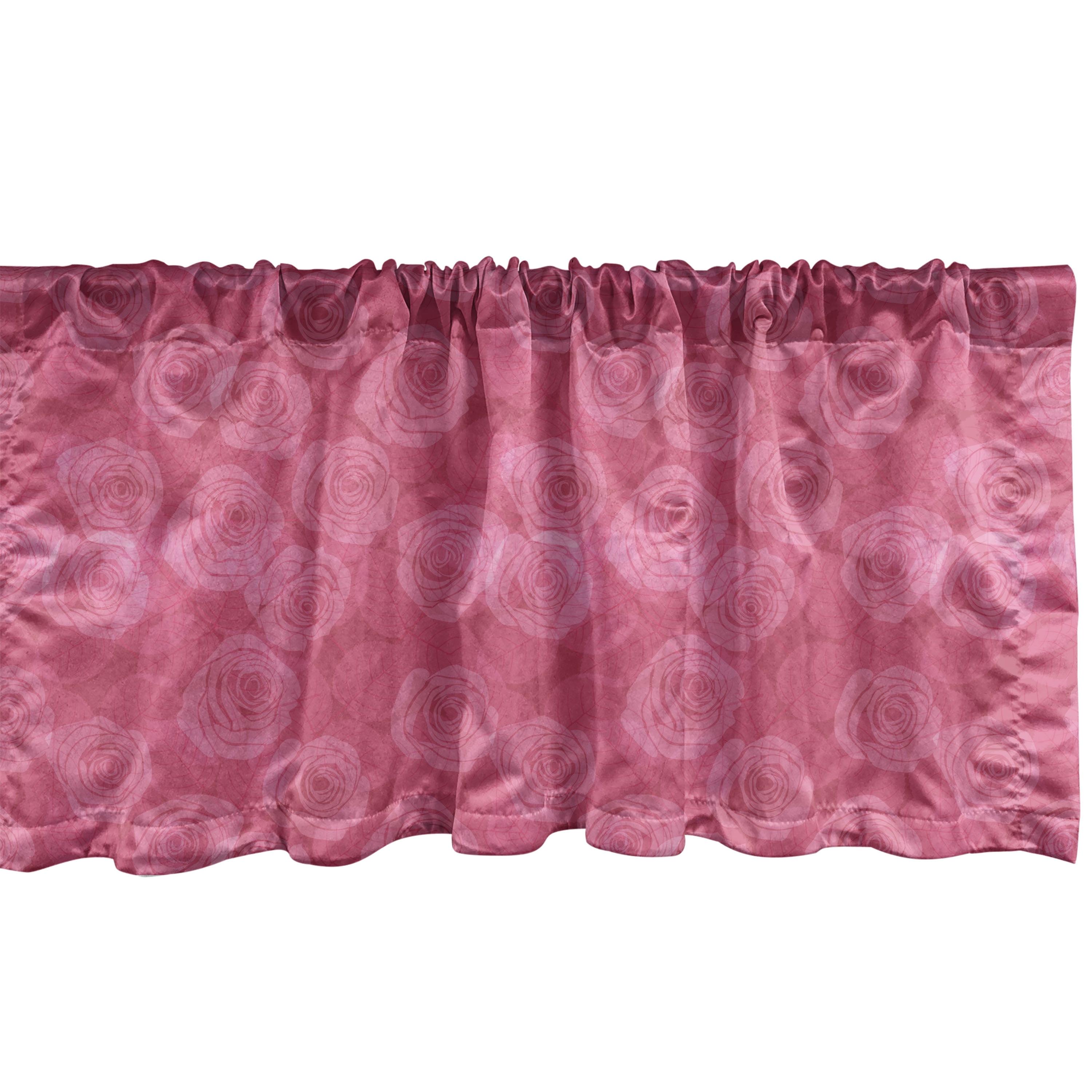 Floral Sateen Ruffled 54'' W Window Valance in