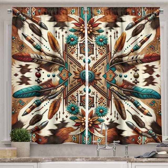 Ambesonne Rustic 55'' W Kitchen Curtain (Set of 2)