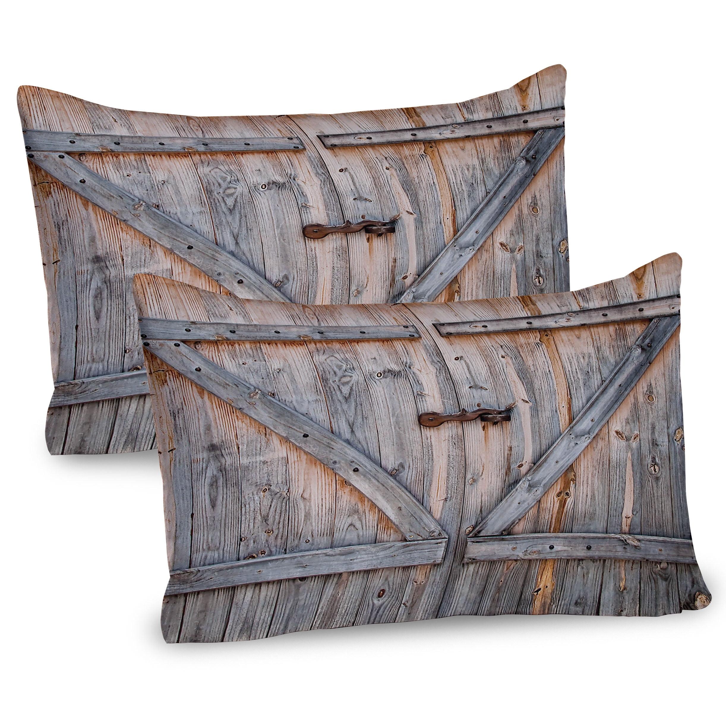 Ambesonne Rustic Pillow Sham 2 Pack American Country Style Pale Brown and Grey