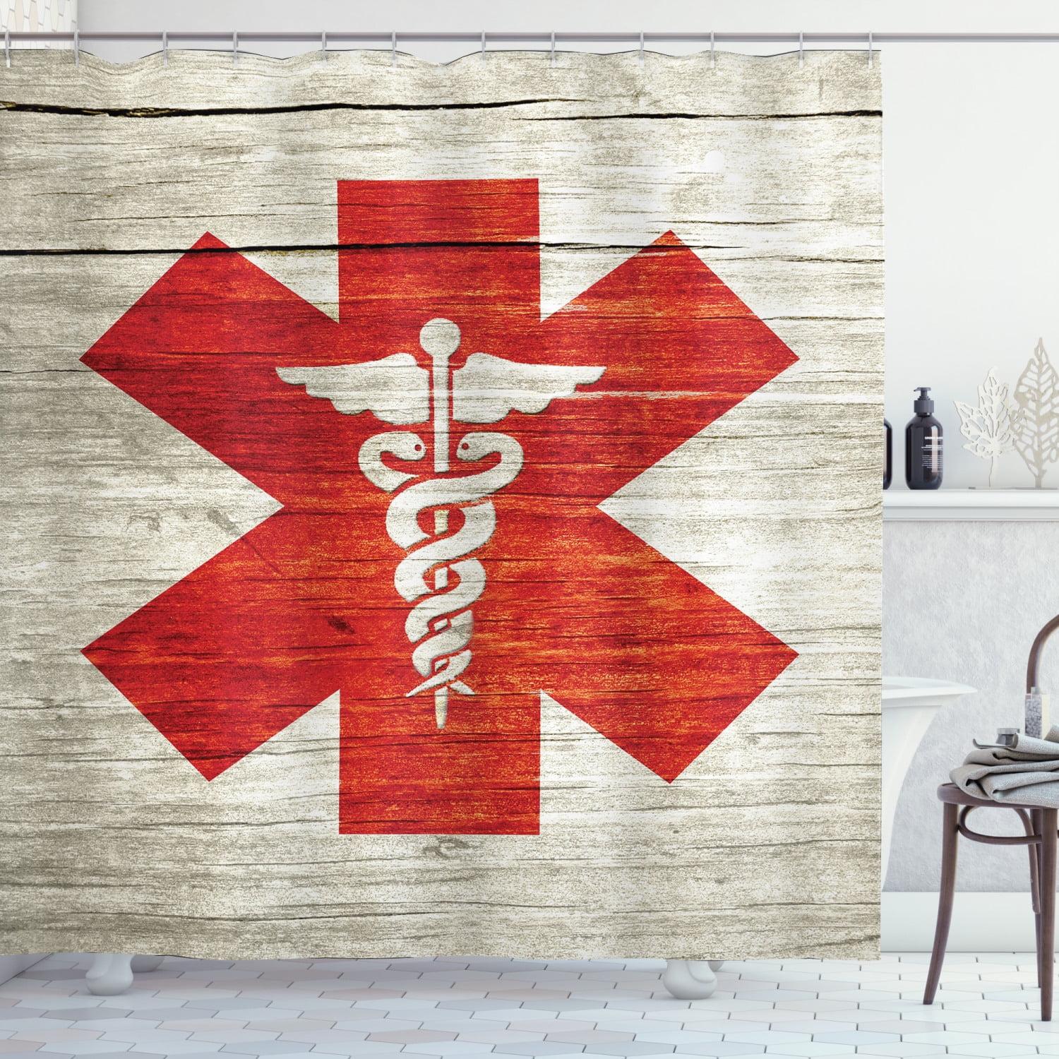 Ambesonne Rustic Shower Curtain, Vintage Style Background, 69"Wx70"L, Vermilion and Sand Brown