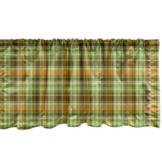 Ambesonne Ambesonne Plaid Valance Pack of 2 Stripes in Tartan Pattern Yellow Jade Green Grey