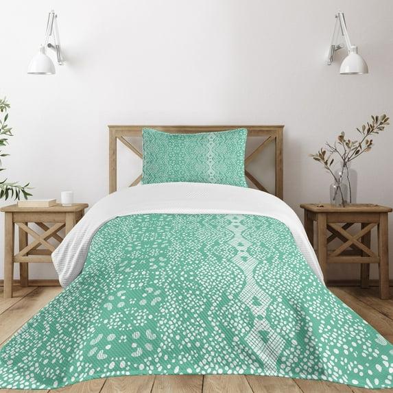 Ambesonne Ambesonne Shabby Flora Bedspread Set 2 Pcs Retro Lace Pattern Twin Teal Turquoise
