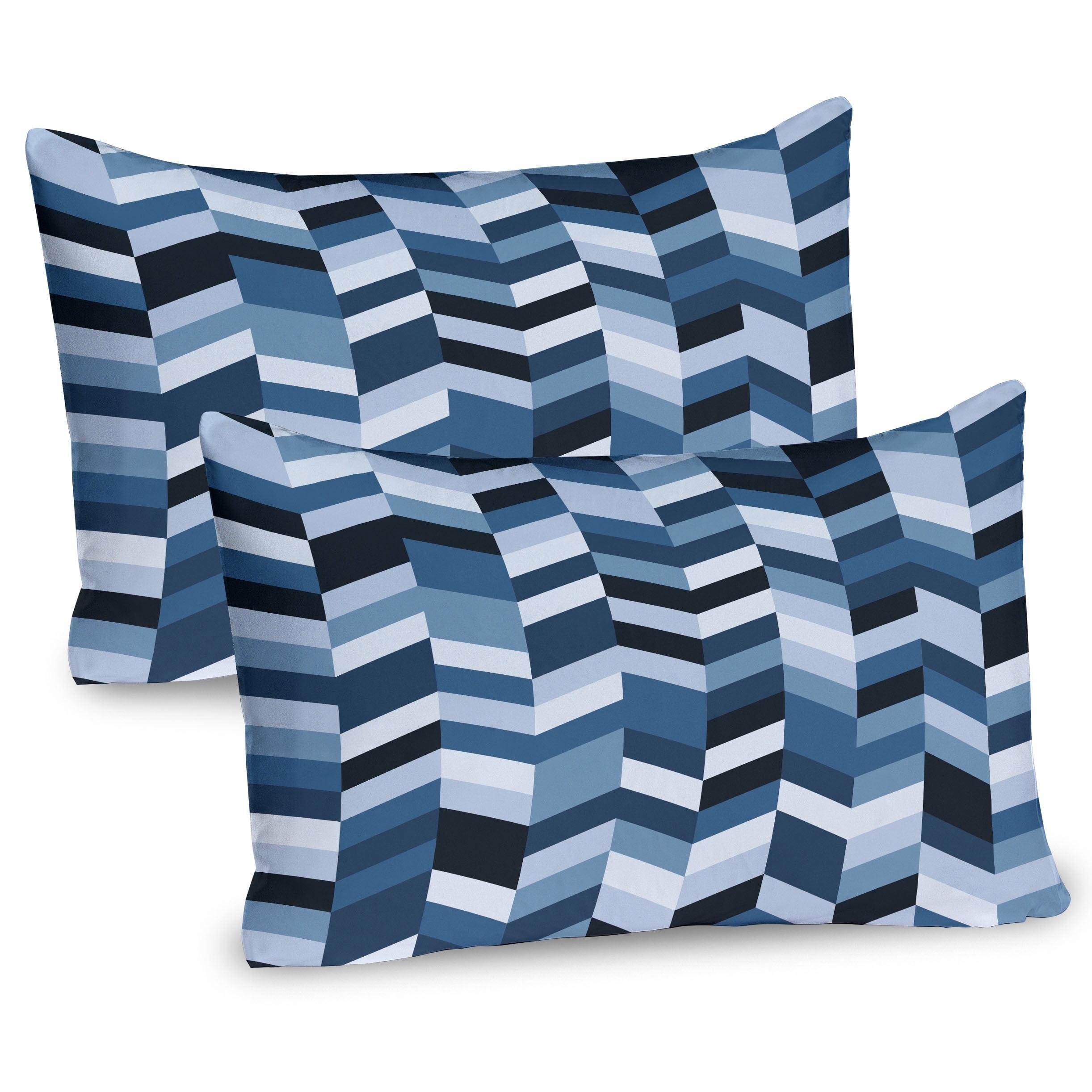 Ambesonne Slate Blue Pillow Sham 2 Pack Zigzag Twisty Lines Dark Slate Blue