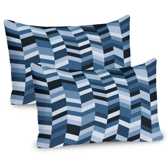 Ambesonne Ambesonne Slate Blue Pillow Sham 2 Pack Zigzag Twisty Lines Dark Slate Blue