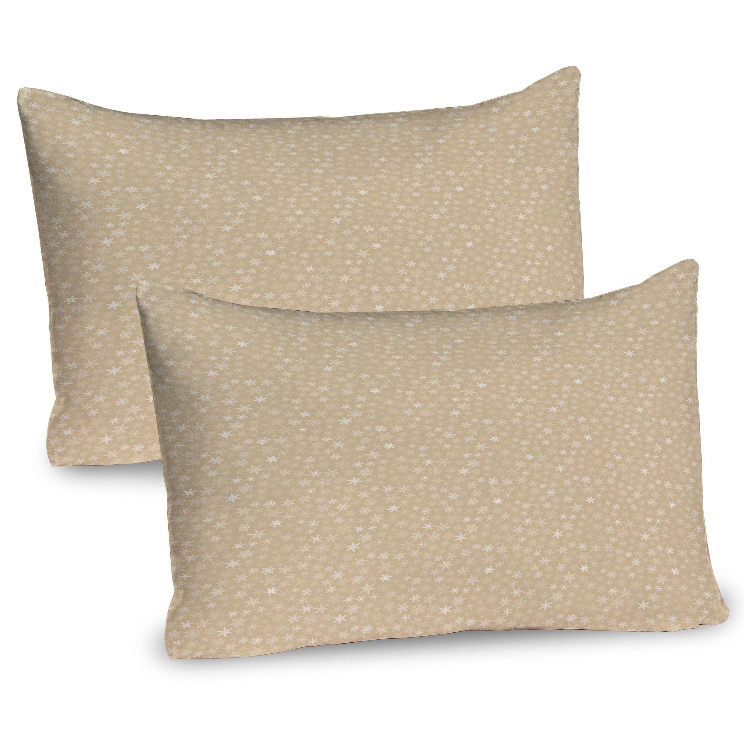 Ecru and White Snowflake Microfiber Pillow Shams, 2 Pack