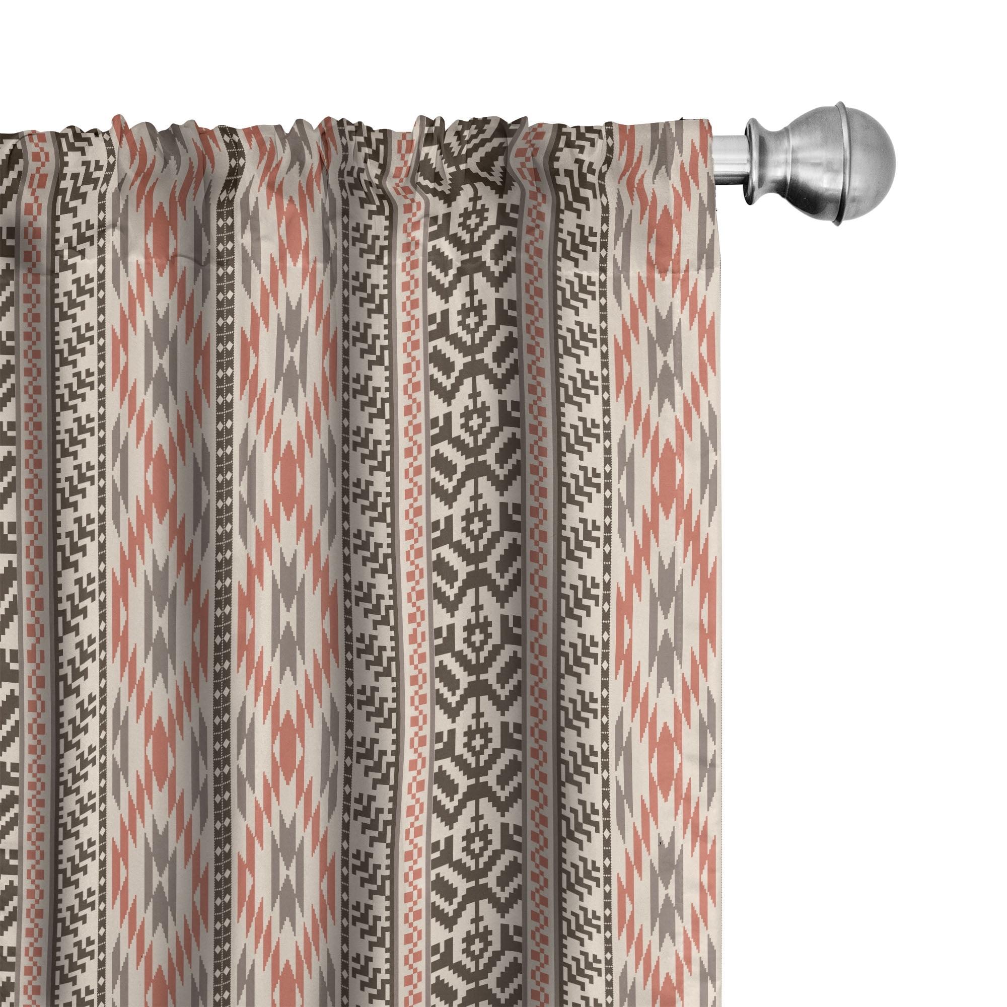 Ambesonne Southwestern Curtains, Native Art Borders, Pair of 28"x63", Multicolor