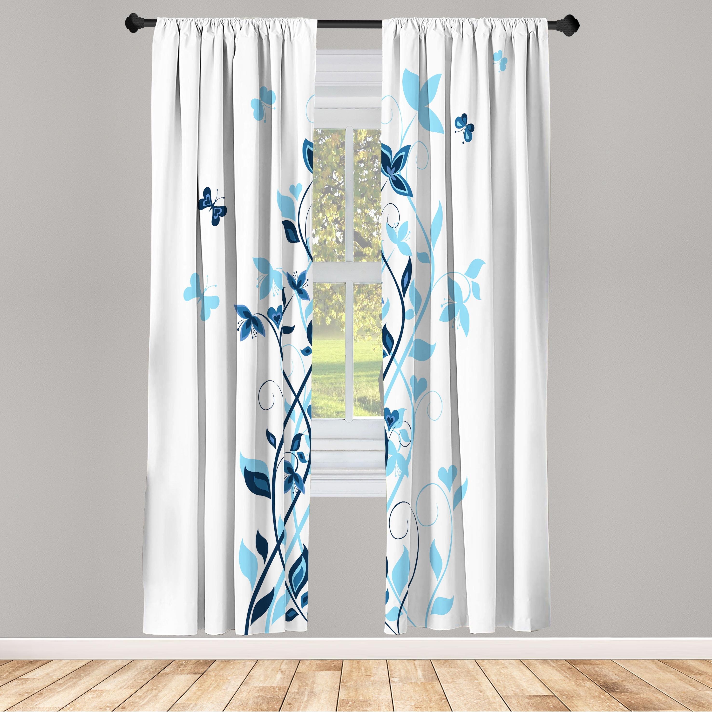 Microfiber Floral Semi-Sheer Rod Pocket Curtain Panels (Set of 2)