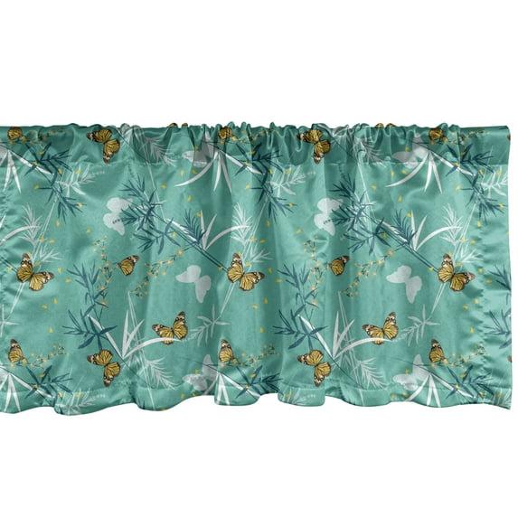 Ambesonne Ambesonne Floral Valance Pack of 2 Wild Flowers and Butterflies Dark Seafoam and Multicolor