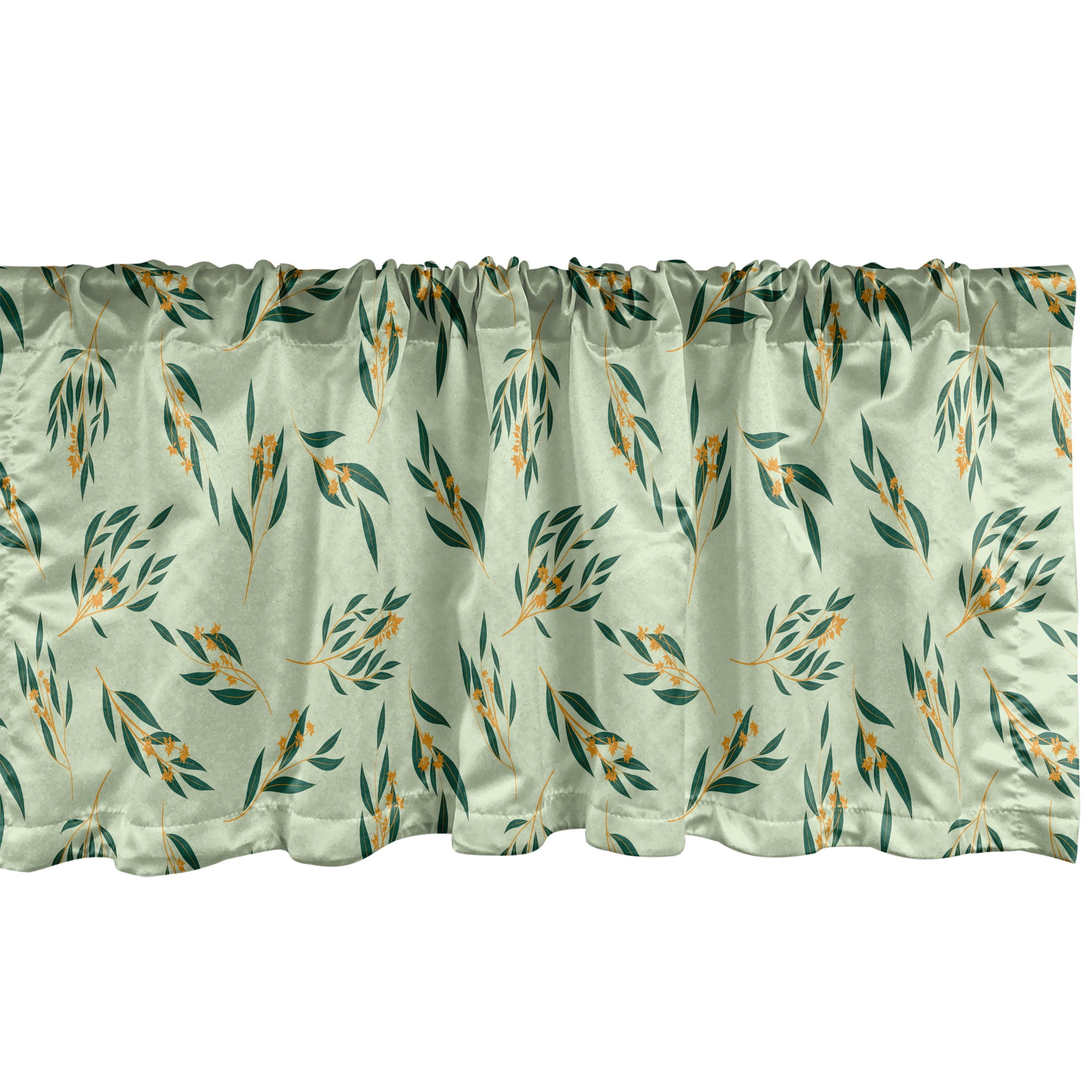 Ambesonne Garden Art Valance Pack of 2 Tropical Leafy Plant Pale Khaki Forest Green