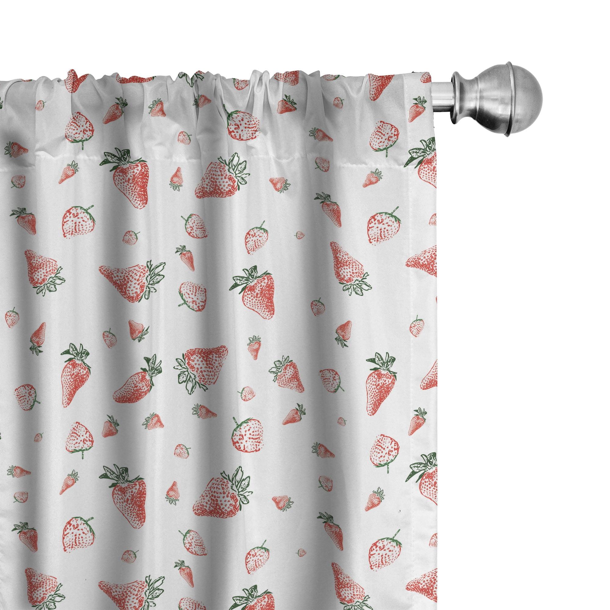 Strawberry Semi-Sheer Rod Pocket Curtain Panels (Set of 2)