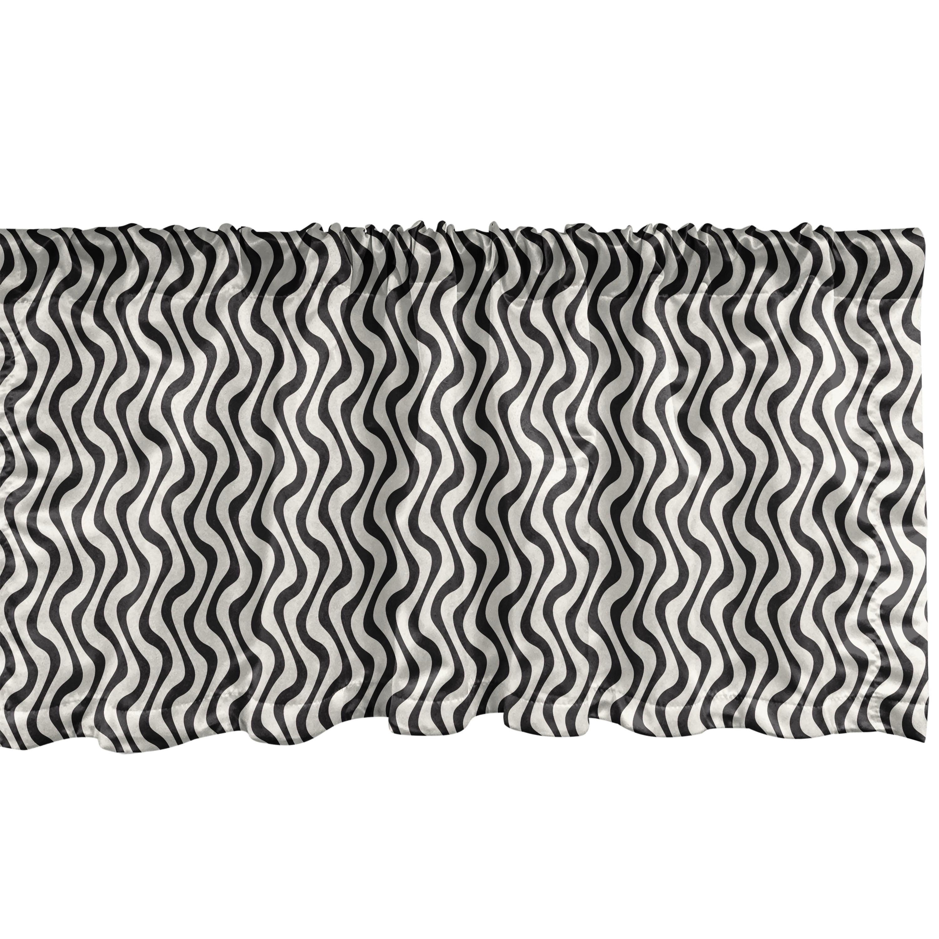 Ambesonne Stripe Valance Pack of 2 Monochrome Vertical Waves 94532