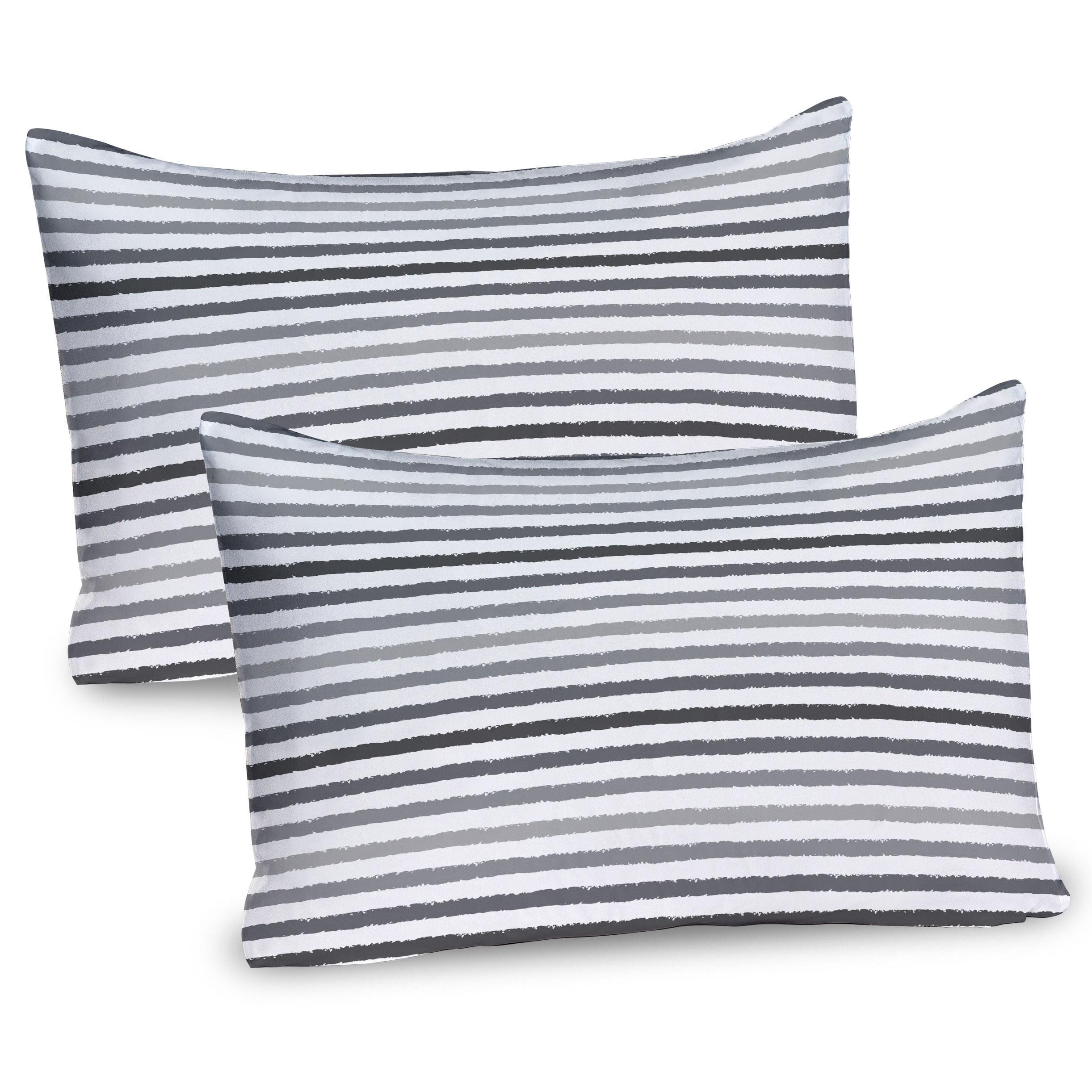 Ambesonne Striped Pillow Sham 2 Pack Grey and White Grunge White Grey