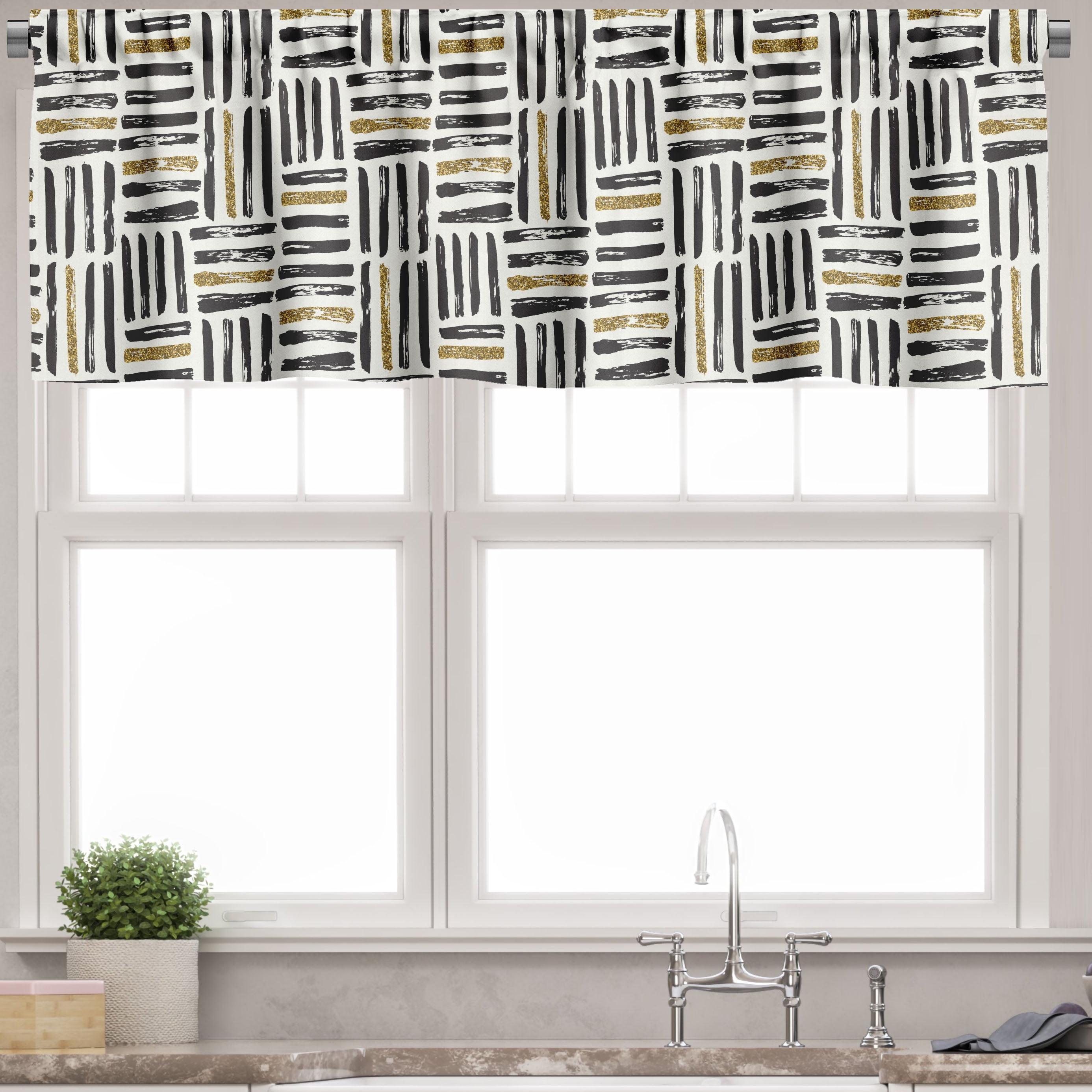 Black Earth Yellow Brushstroke Satin Rod Pocket Valance Set