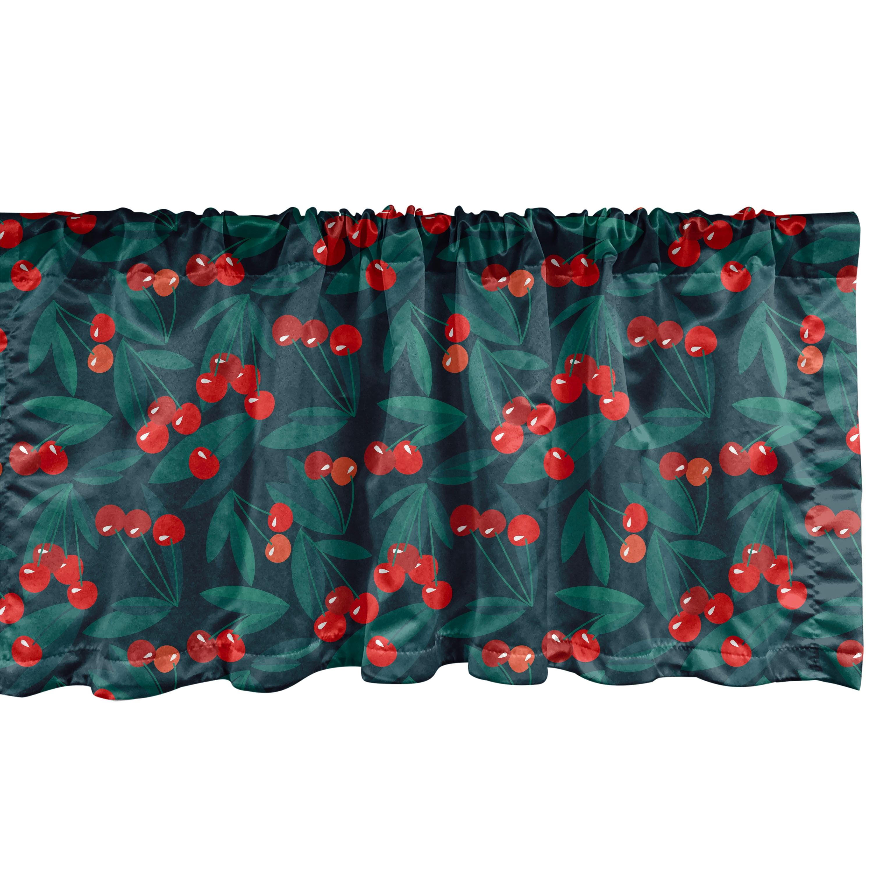 Ambesonne Cherry Valance Pack of 2 Summer Fruit and Hearts Coral Green