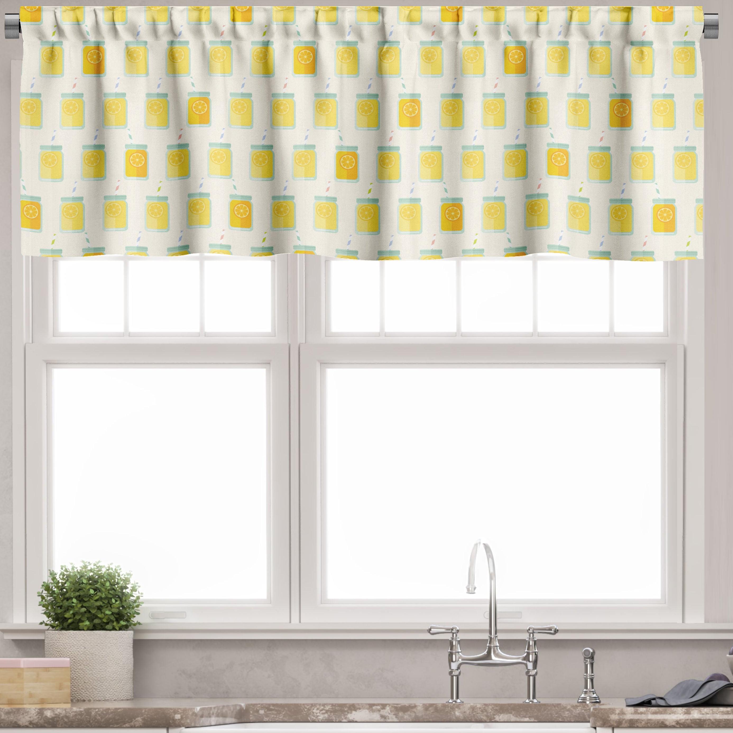 Orange Yellow Mason Jar Print Satin Valance Set