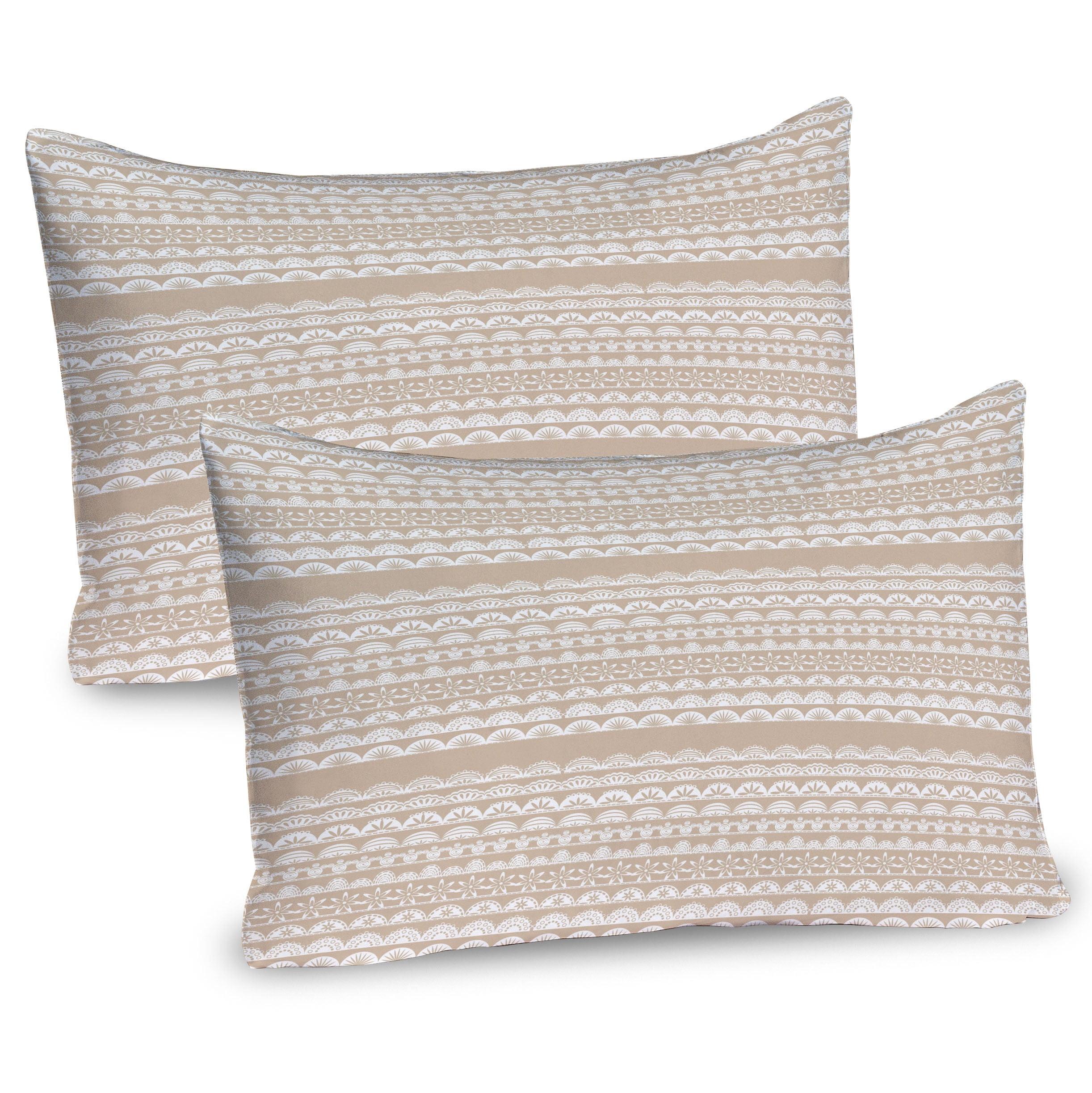 Ambesonne Tan and White Pillow Sham 2 Pack Antique Borders Tan White