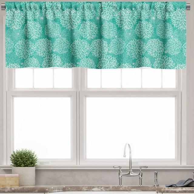 Ambesonne Ambesonne Teal Valance Pack of 2 Drawing 54" White Teal