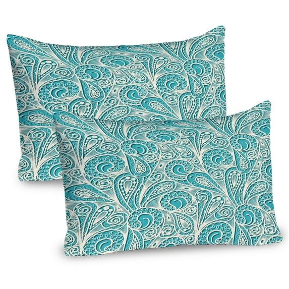 Ambesonne Ambesonne Teal and White Pillow Sham 2 Pack Feminine Fashion Turquoise White