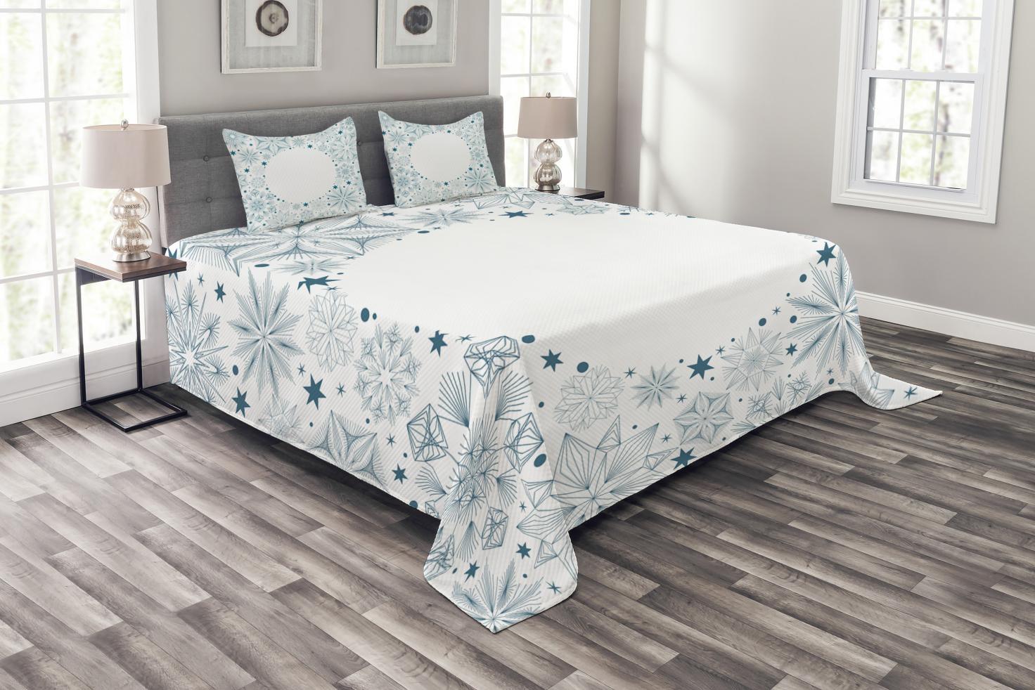 King White Quilted Bedspread Set with Pillow Shams