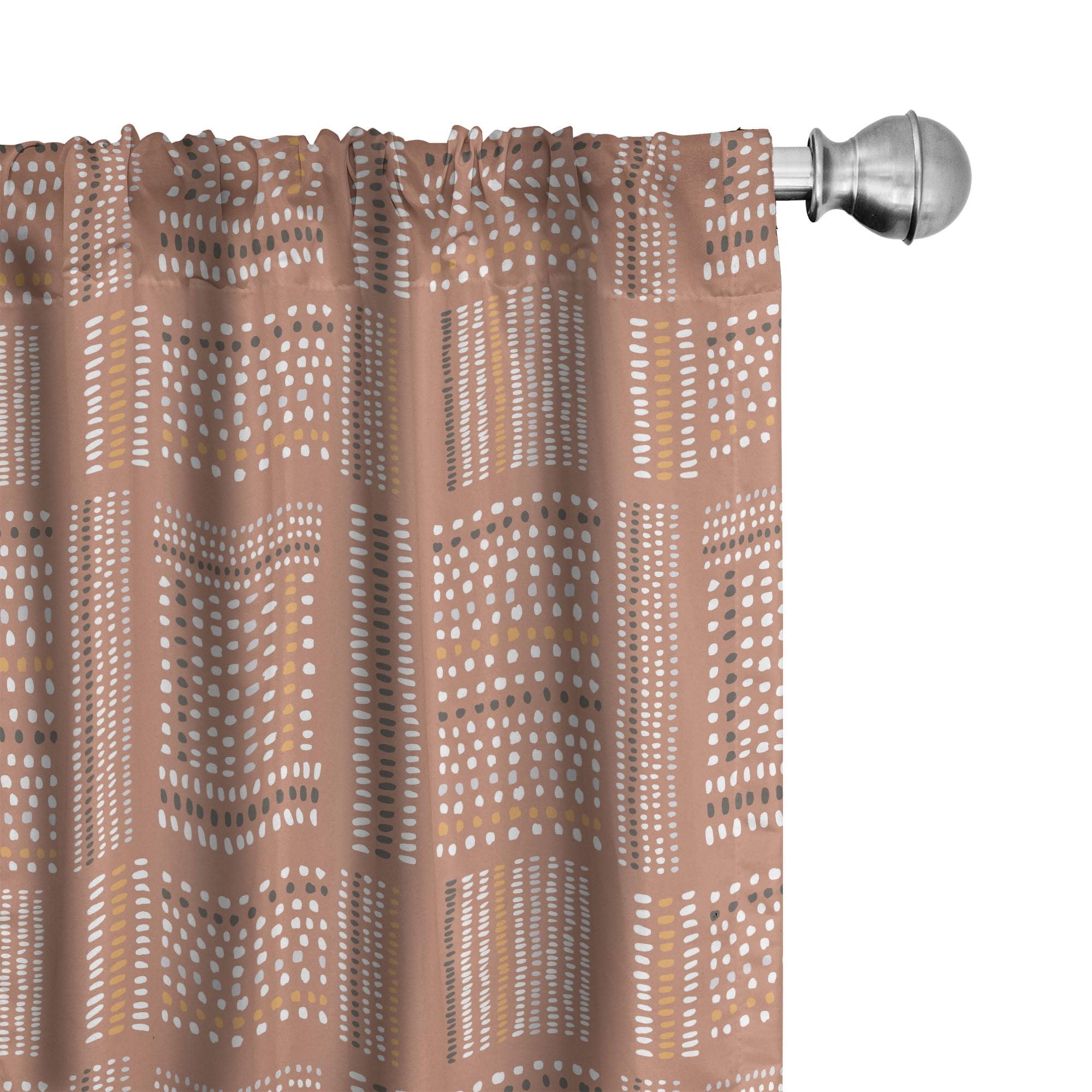 Terracotta and White Tribal Pattern Rod Pocket Curtains, 28" x 84"