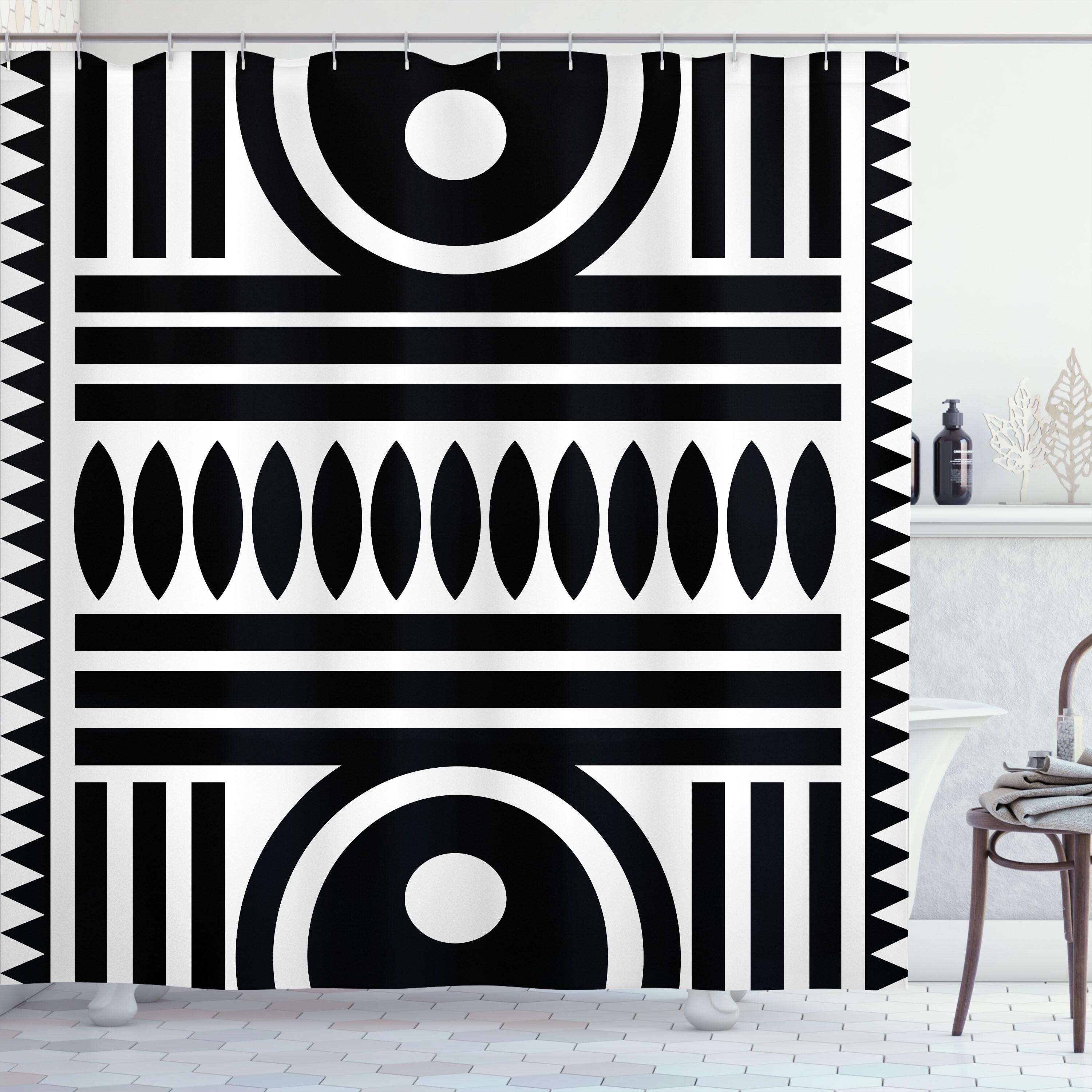 Ambesonne Geometric Shower Curtain, Overlapping Spirals, 69"Wx70"L, Black White and Grey