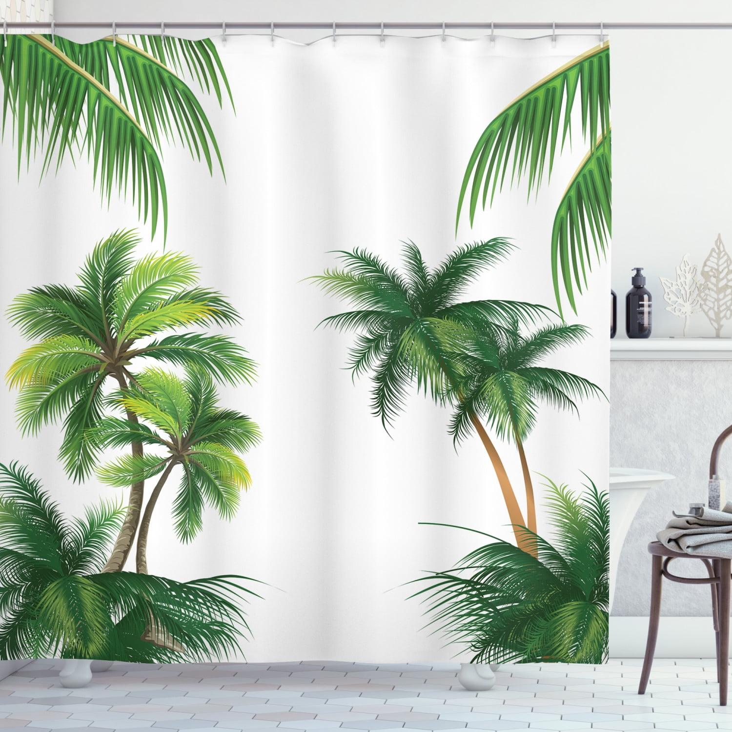 Tropical Palm Tree Fabric Shower Curtain, 69" W x 70" L